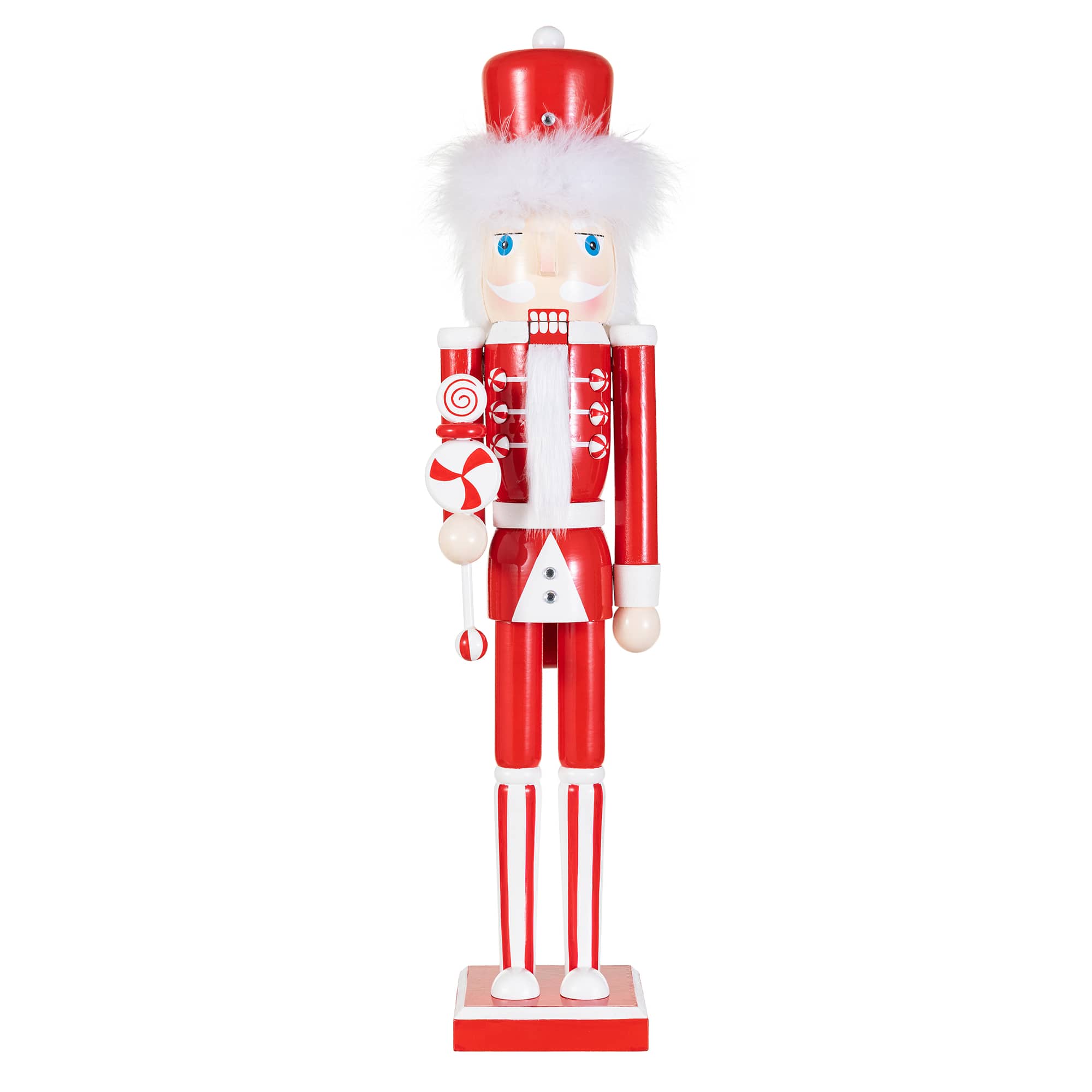 Glitzhome® 24.25" Wooden Christmas Peppermint Nutcracker