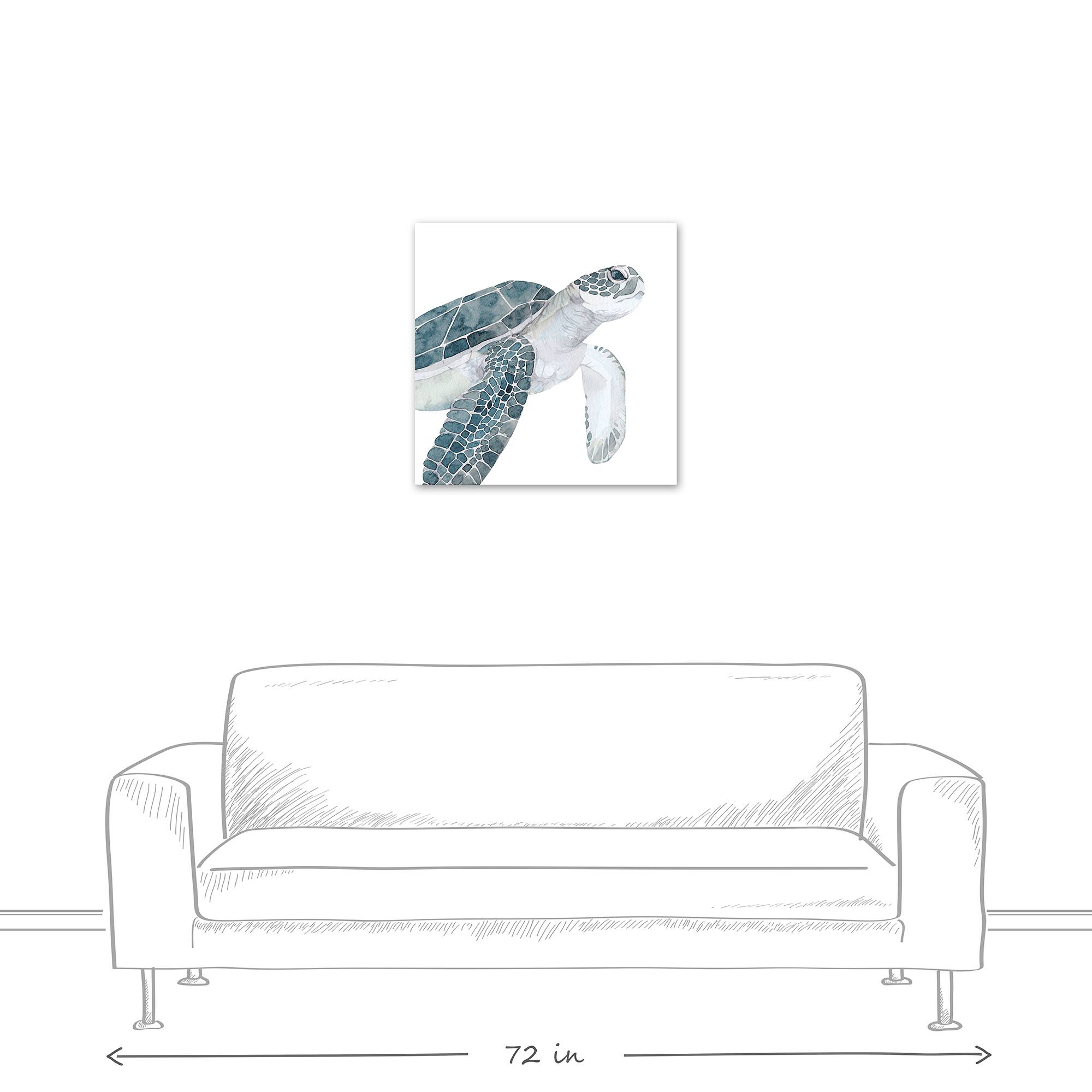 Sea Turtle Swimming 24" x 24" Canvas Wall Art