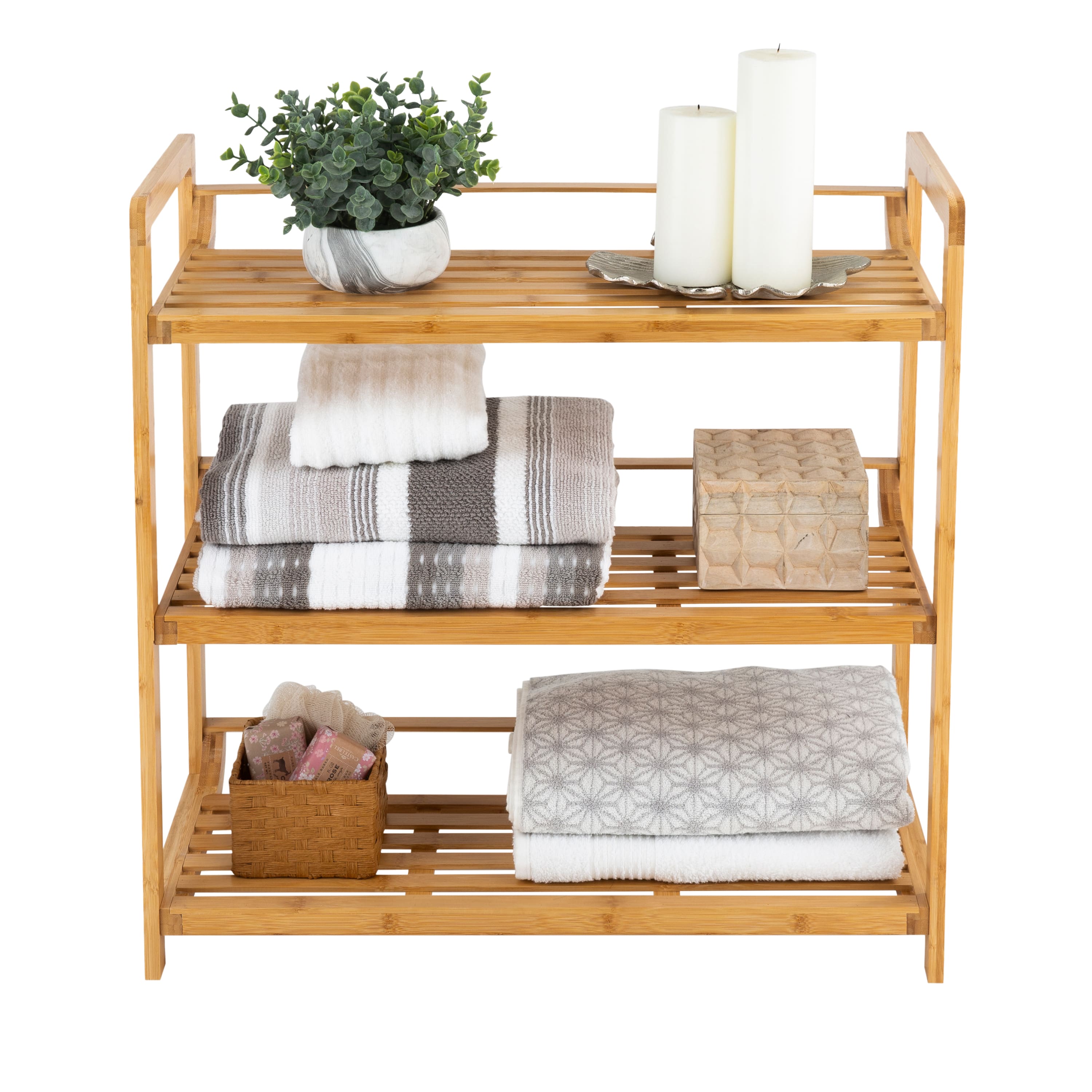 Organize It All Bamboo Double Wide 3-Tier Shelf