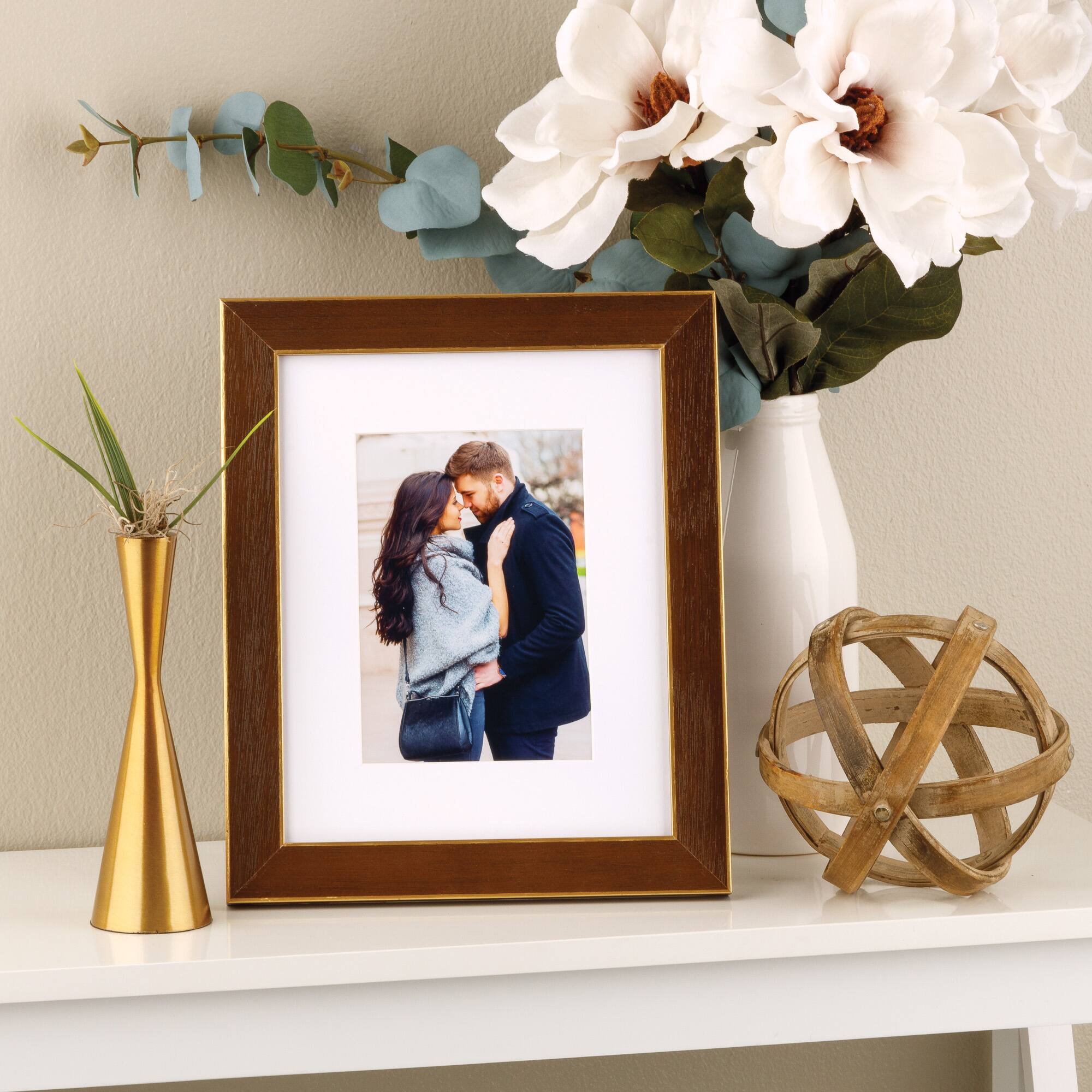 8 Pack: Walnut & Gold Trim Frame with Mat, Gallery by Studio Décor®