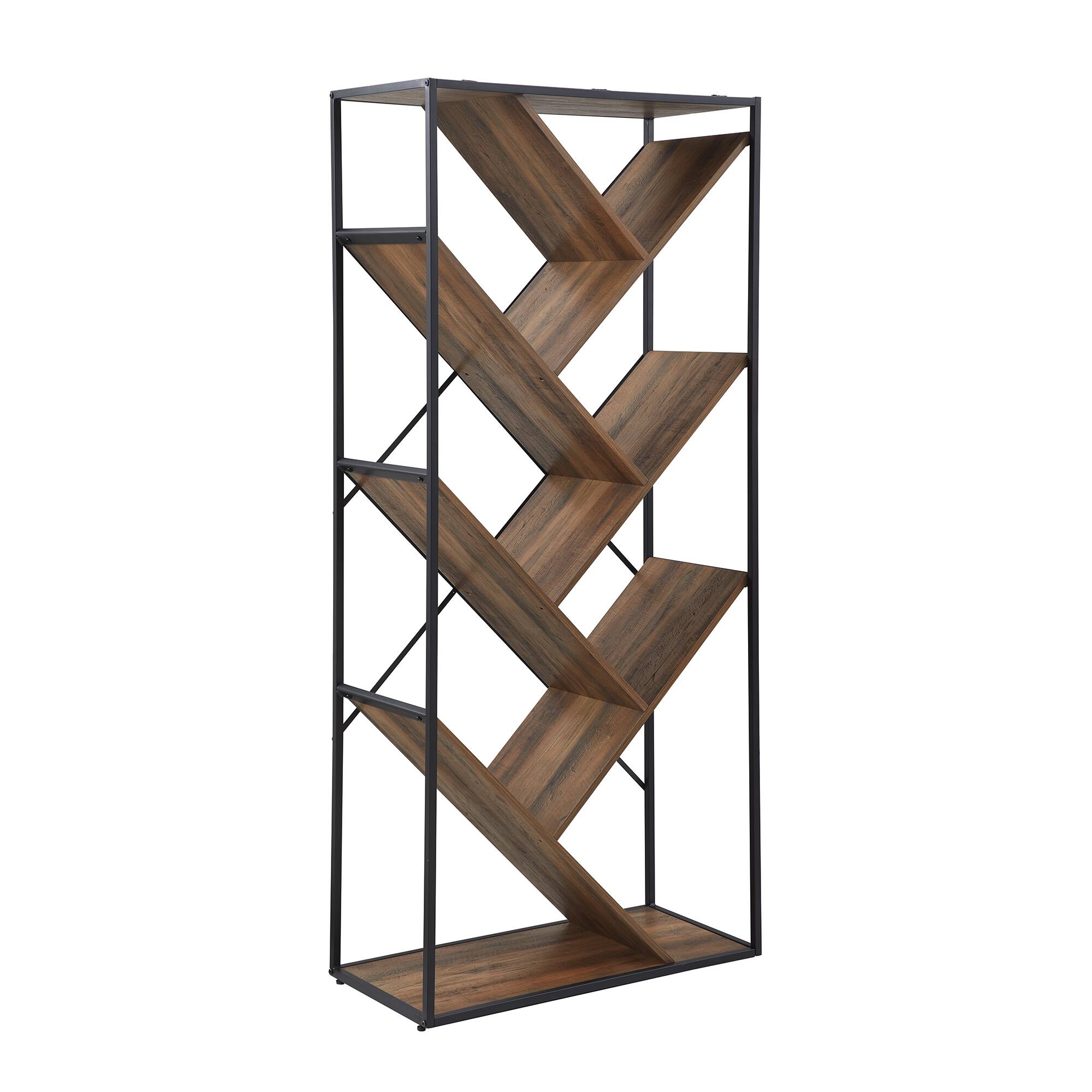 Walker Edison 68" Reclaimed Barnwood V Bookshelf