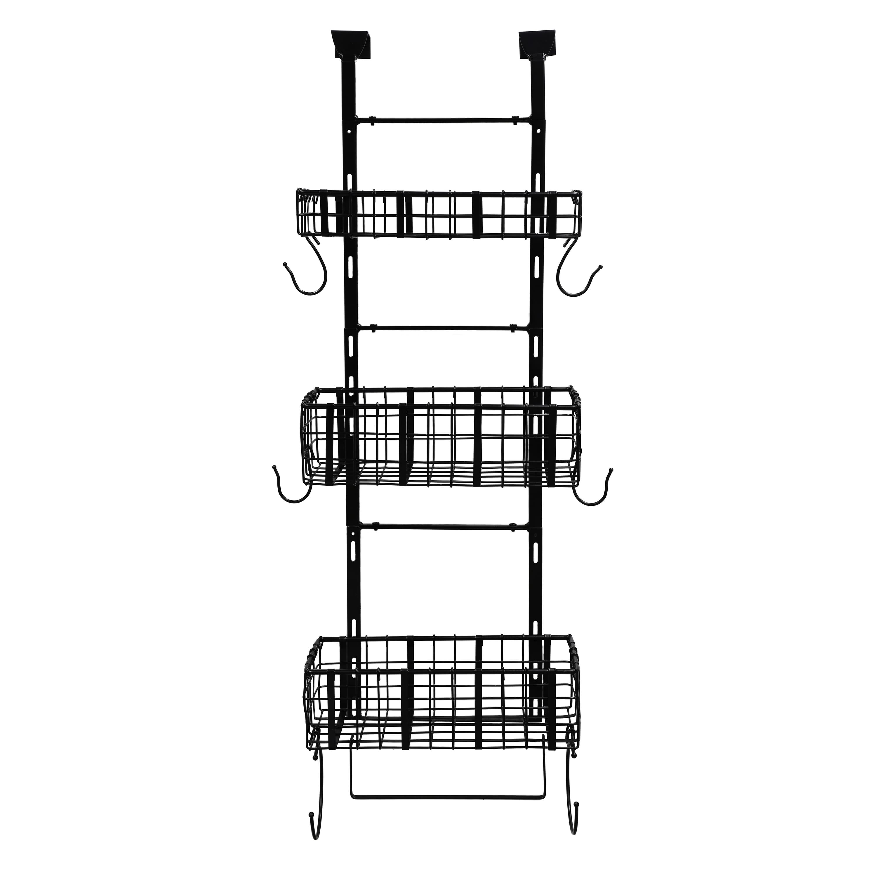 6 Pack: 40" Black Over the Door & Wall Mounted Metal Wire Organizer