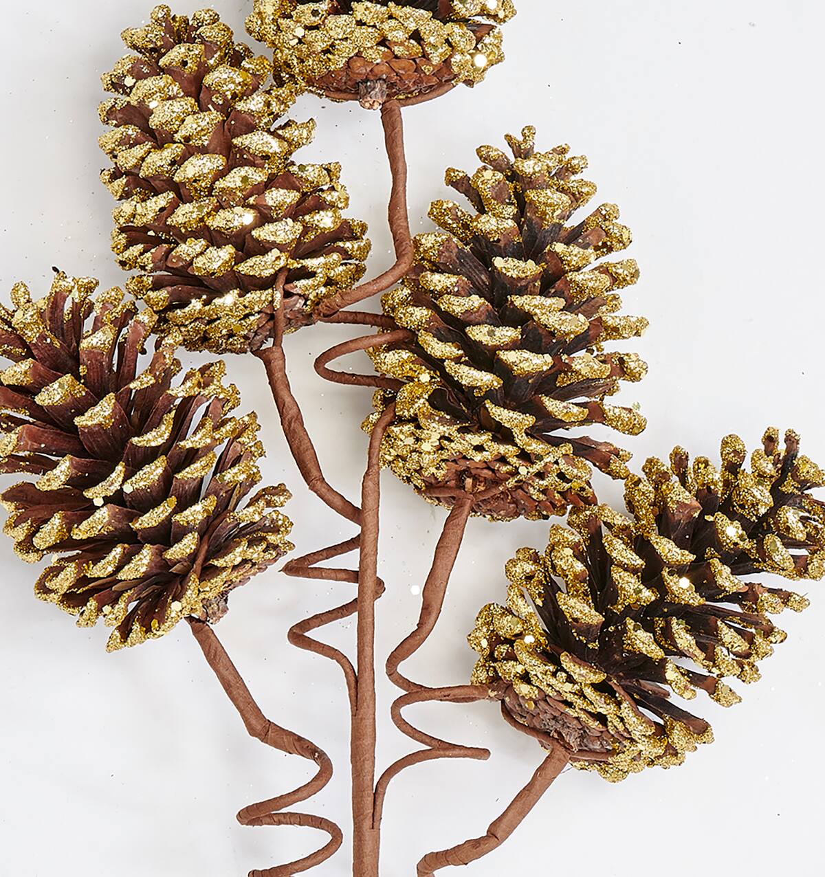 39" Gold Glittered Artificial Pine Cone Spray Set, 3ct.