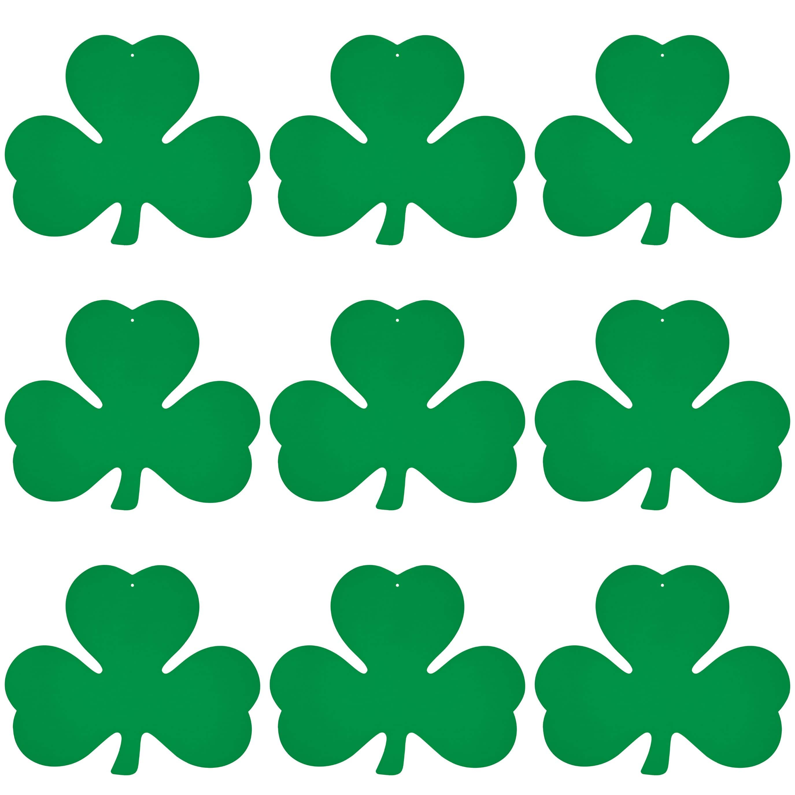 Beistle 12" Green Printed Shamrock Cutouts, 9ct.