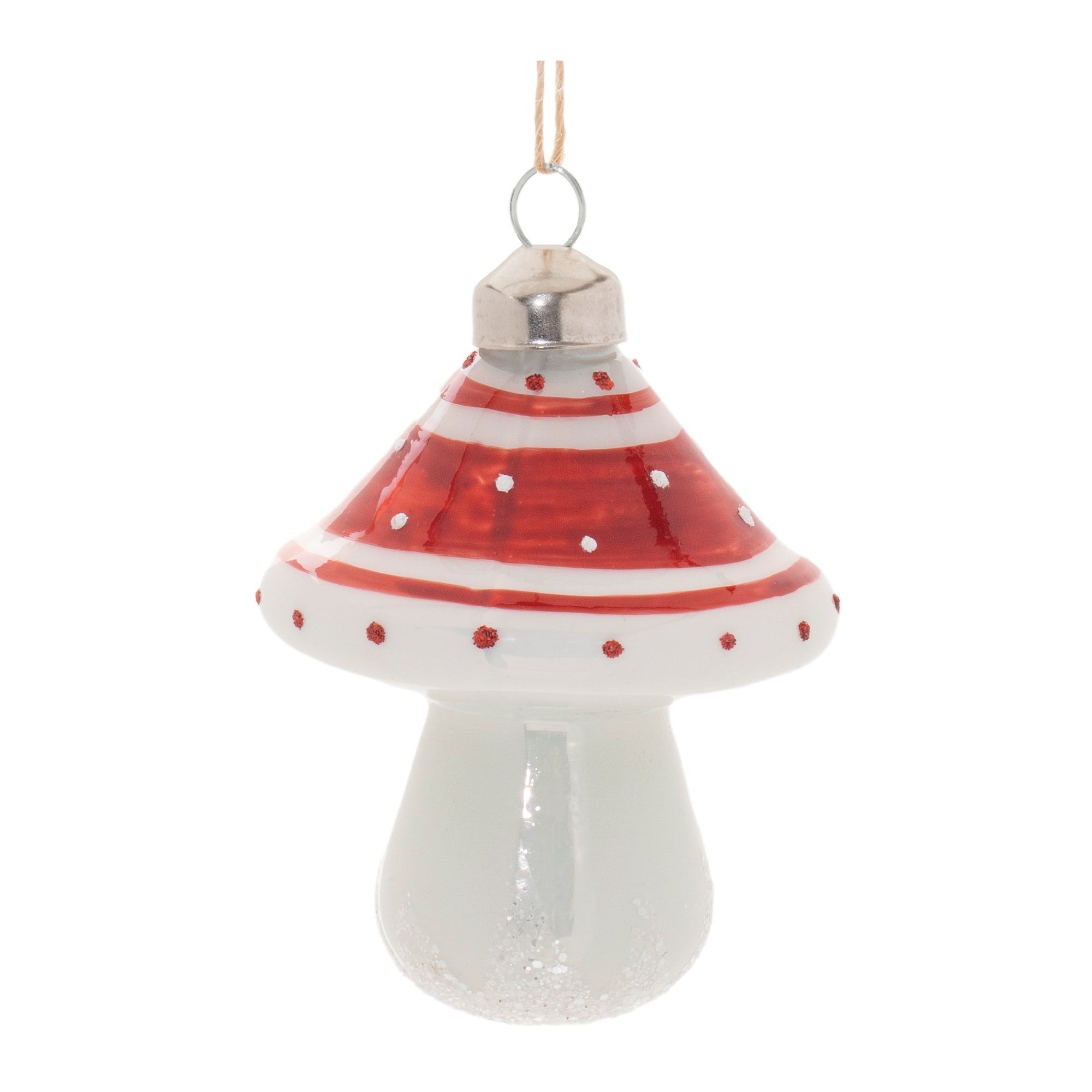 3" Glittered Glass Mushroom Ornaments, 6ct.