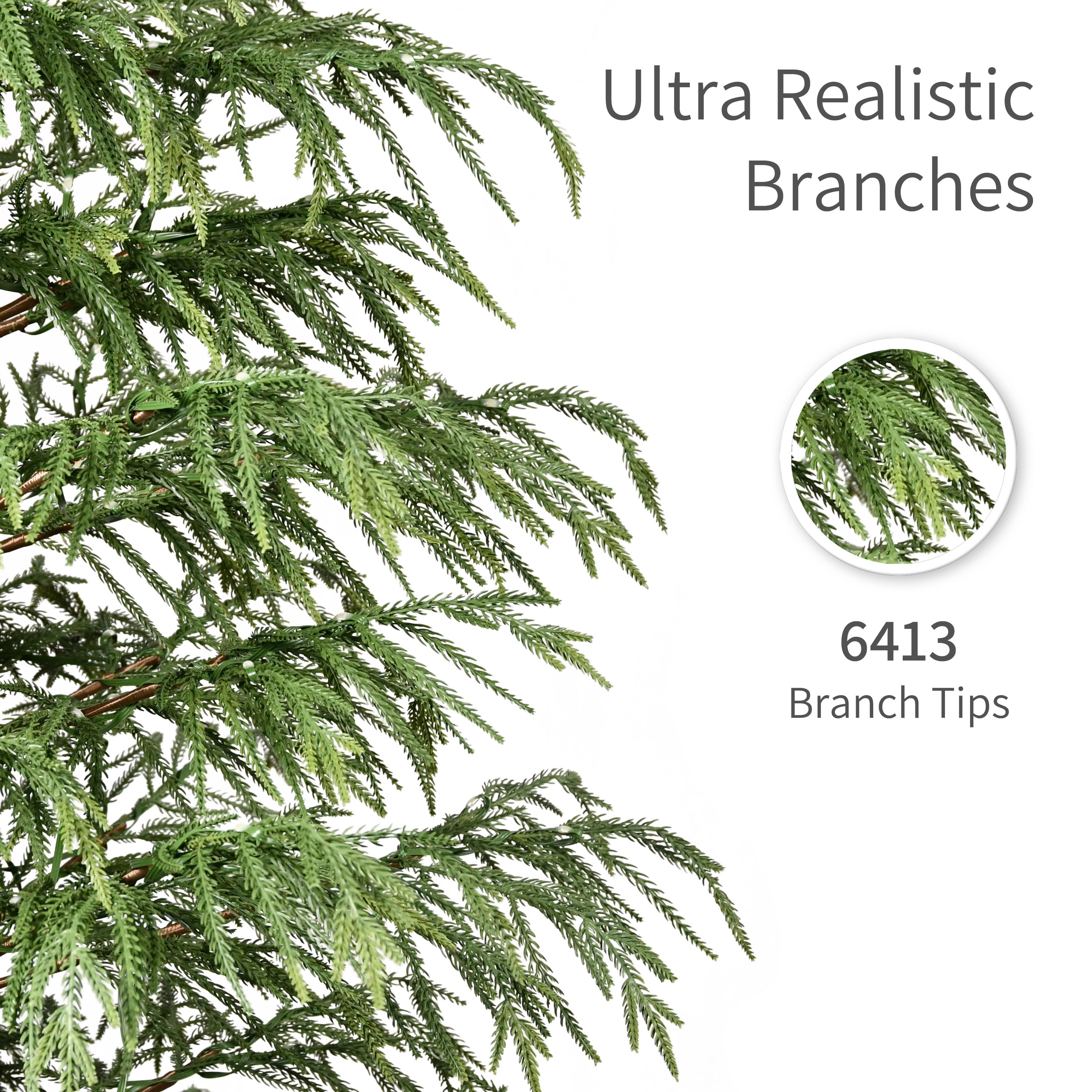 Puleo International 7.5ft. Norfolk Fir Artificial Christmas Tree, Warm White LED Lights