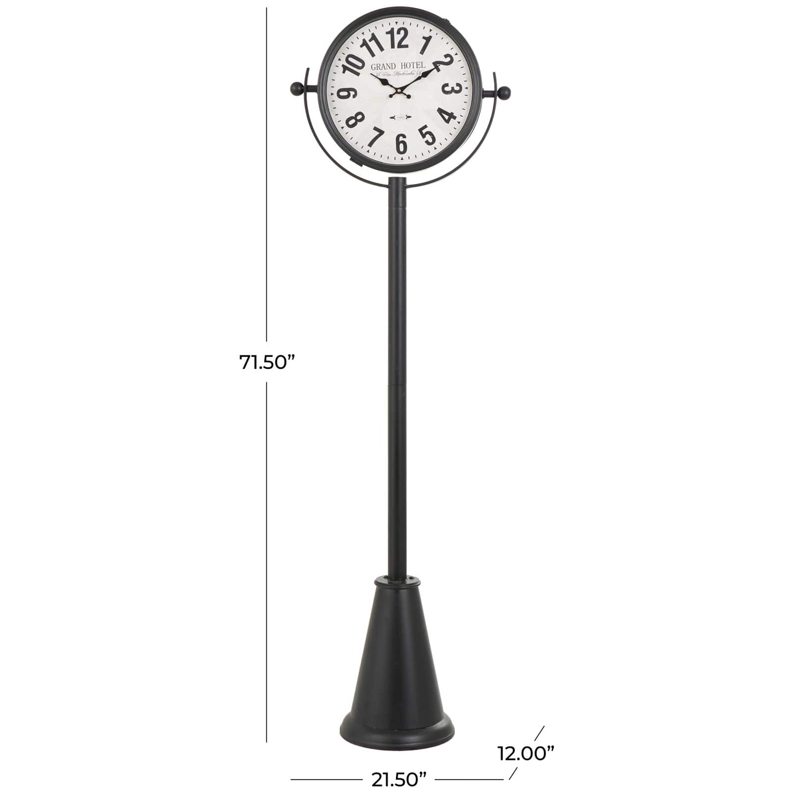 6ft. Black Metal Clock