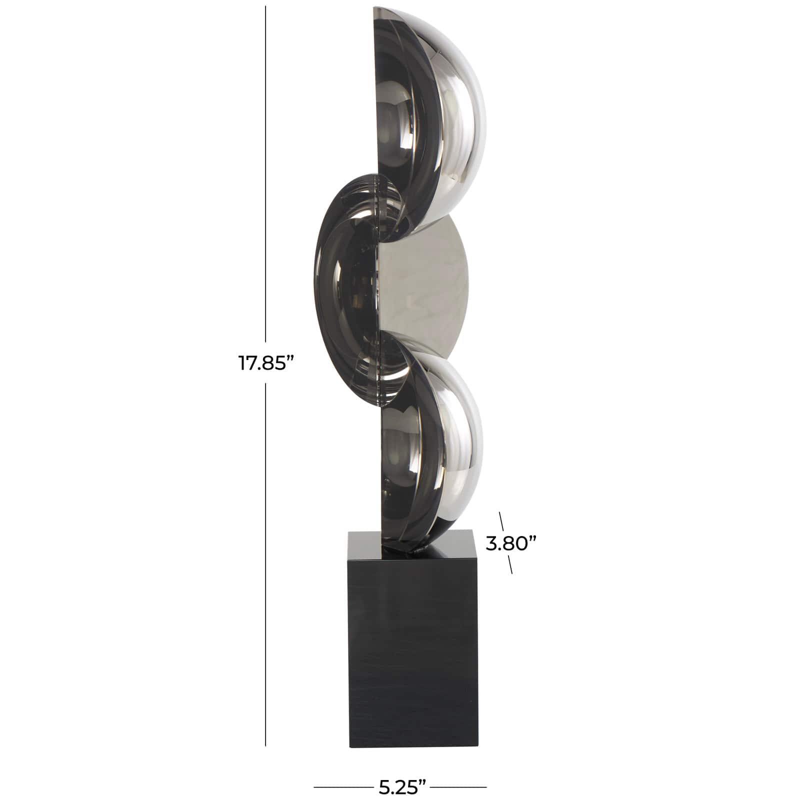 18" Black Crystal Abstract Sculpture with Stacked Semi Circles
