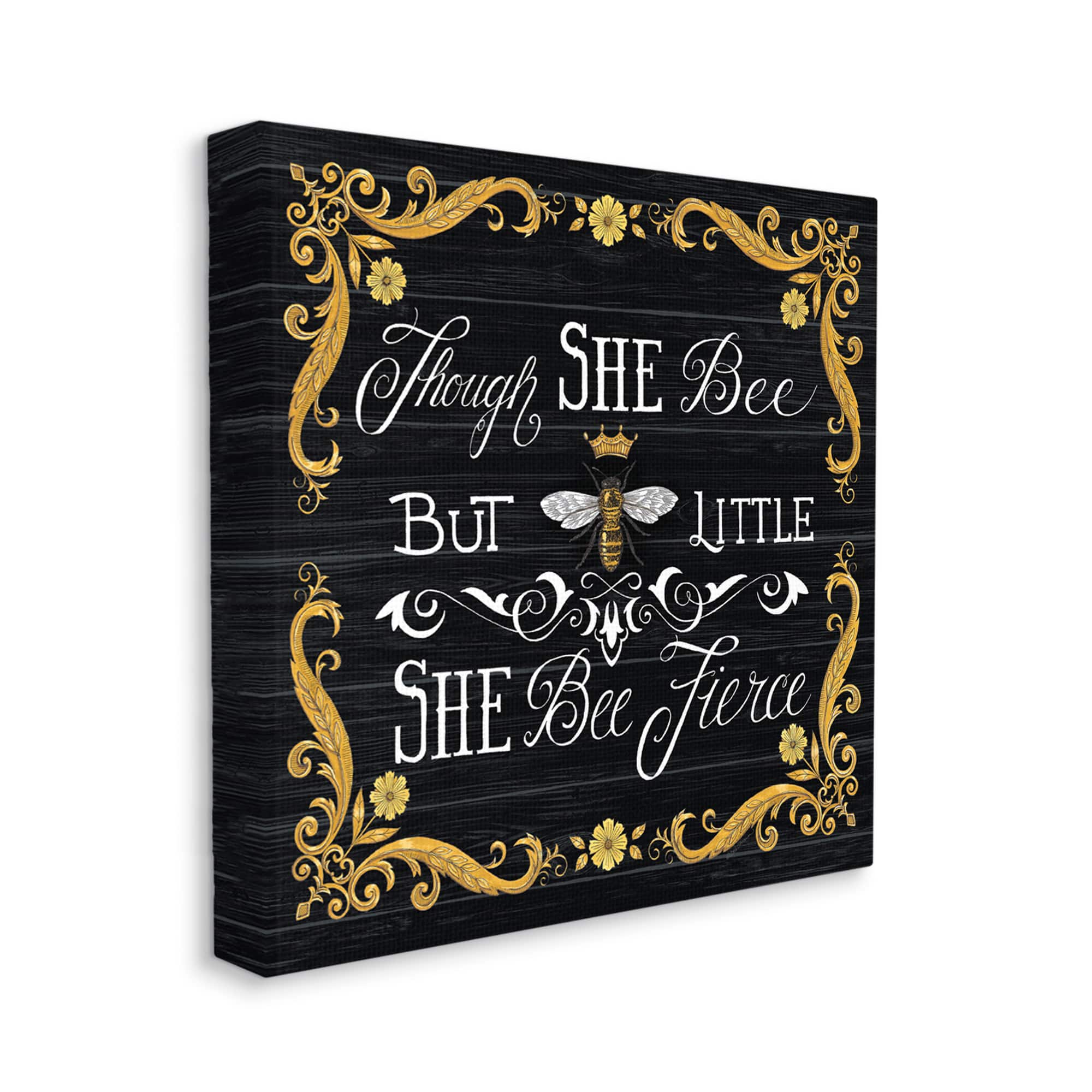 Stupell Industries She Bee Fierce Female Motivational Phrase Vintage Pun Canvas Wall Art