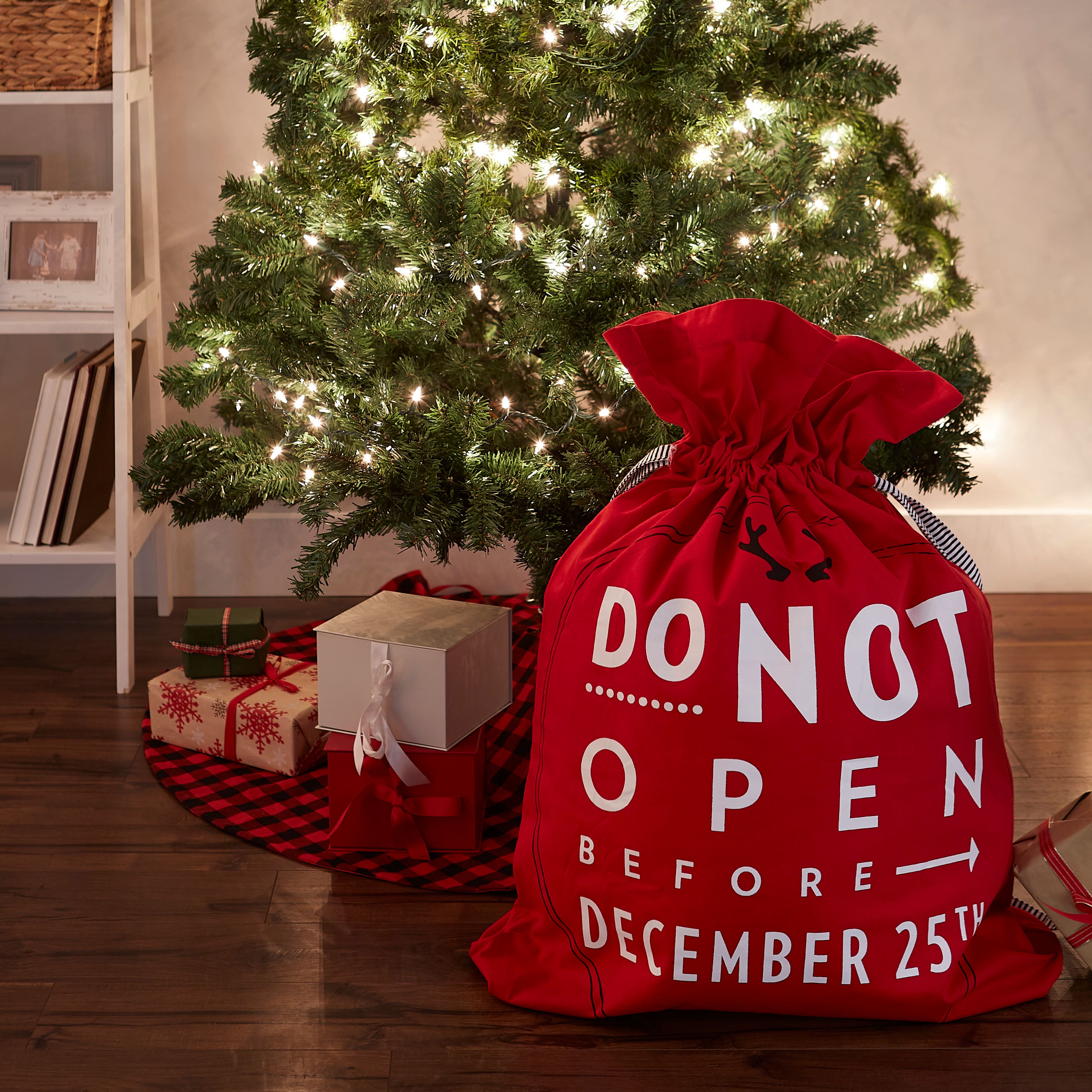 DII® Do Not Open Santa Drawstring Gift Bag