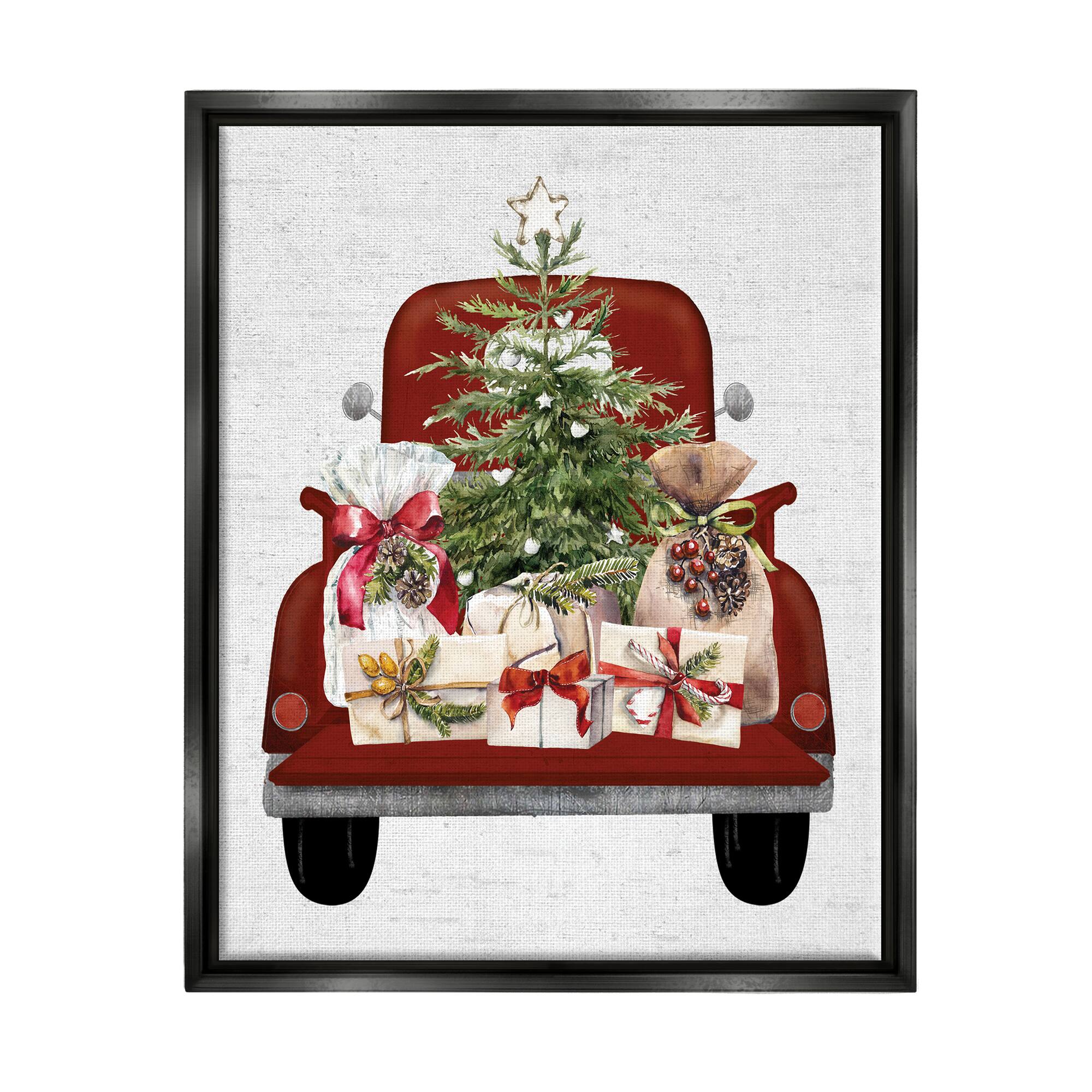Stupell Industries Country Truck Christmas Gifts Framed Floater Canvas Wall Art
