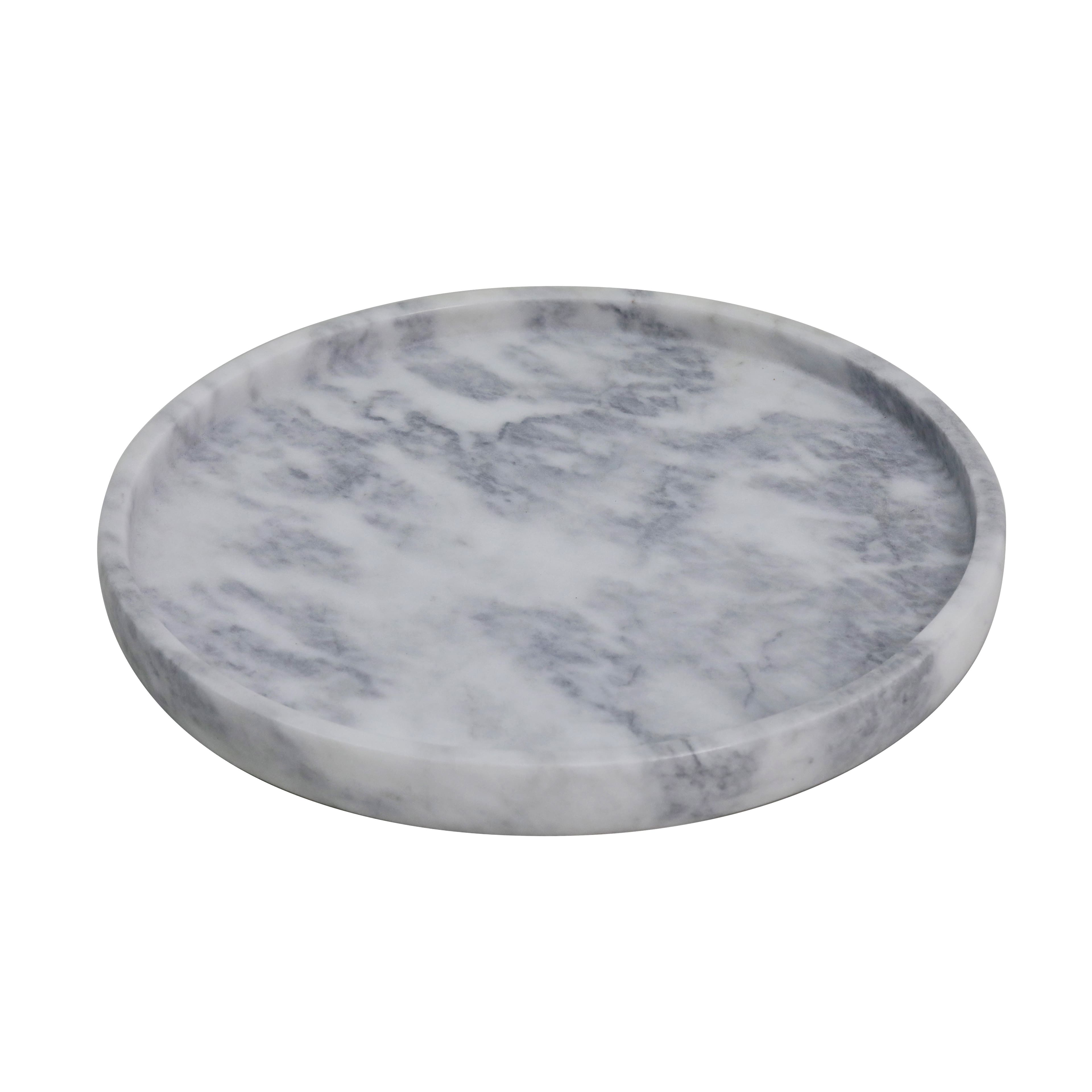 12" White & Gray Round Marble Candle Tray by Ashland®