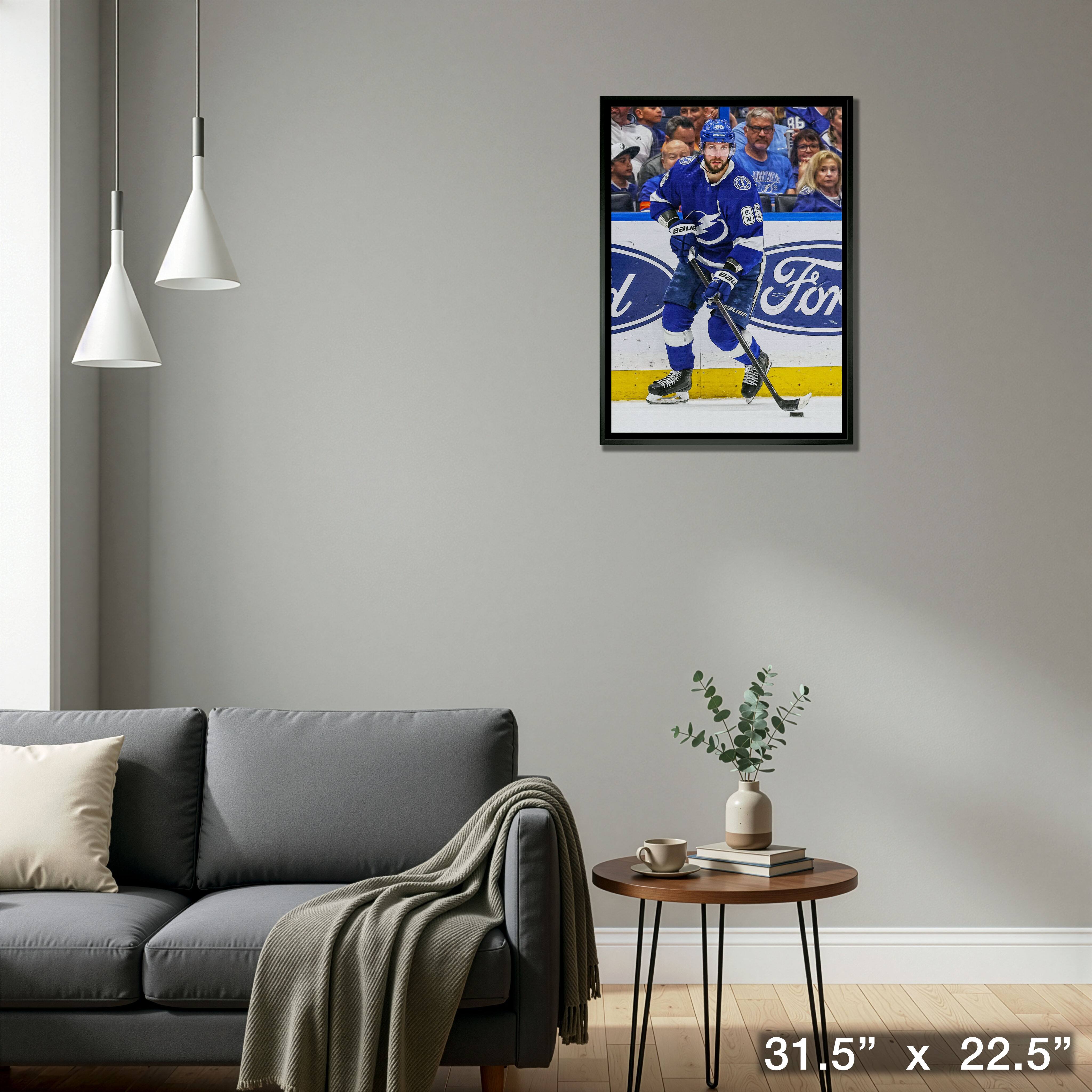 Nikita Kucherov Framed 20" x 29" Canvas Lightning Action-H 31.5" x 22.5"