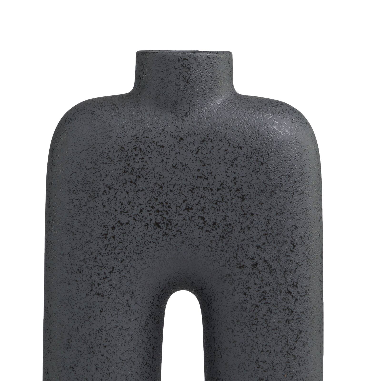13" Black Ceramic Arched Abstract Vase