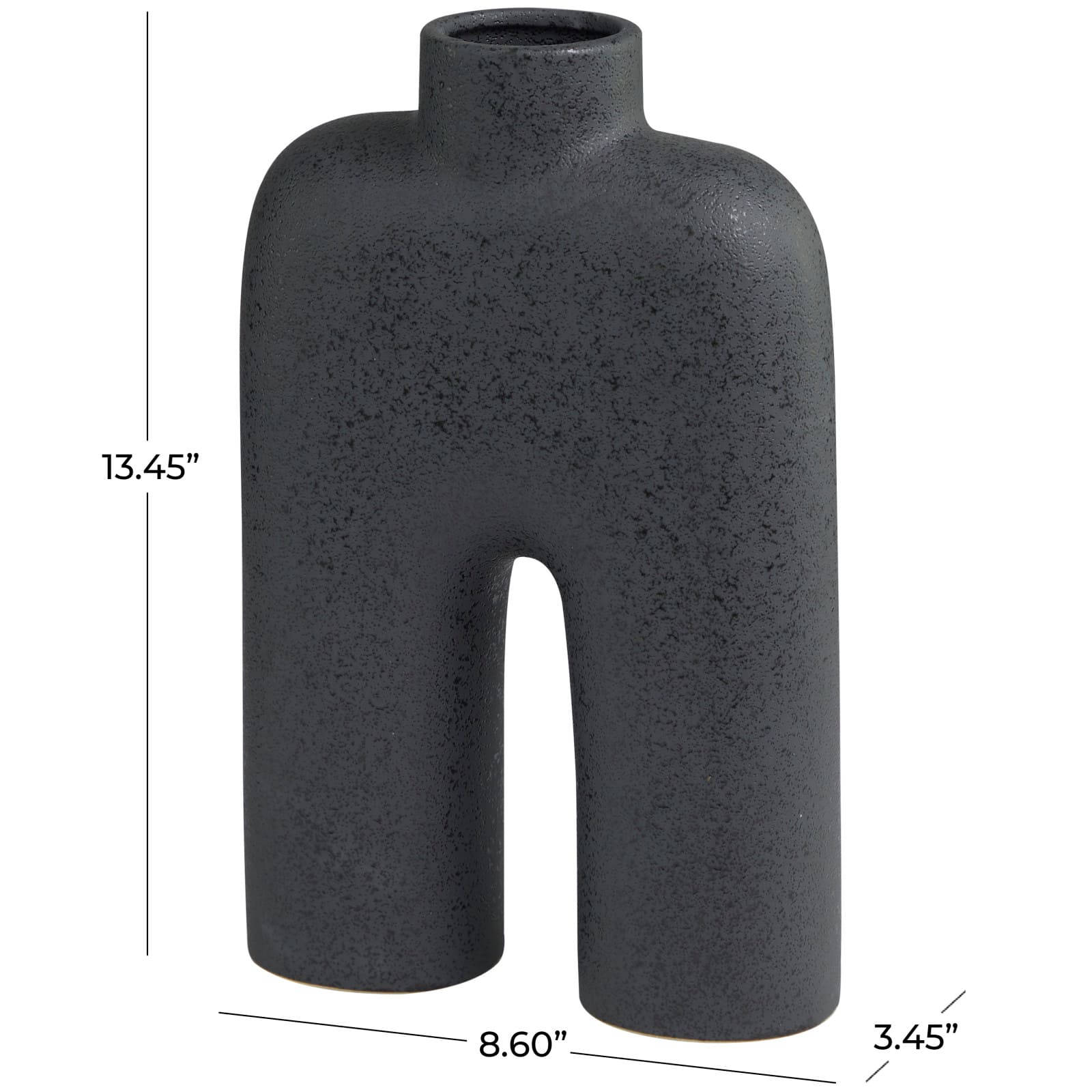 13" Black Ceramic Arched Abstract Vase