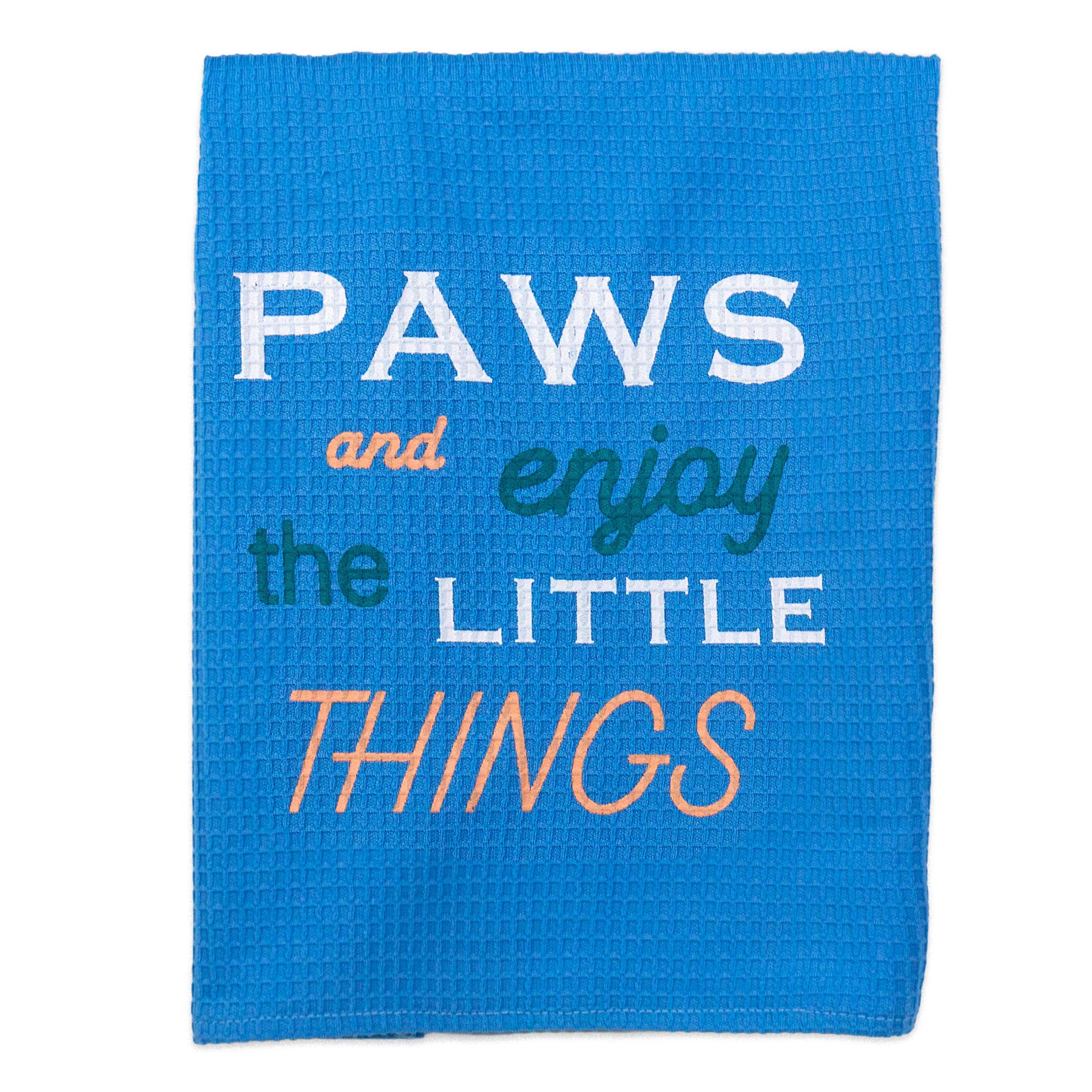 14.5" Blue Paws & Enjoy the Little Things Tea Towel