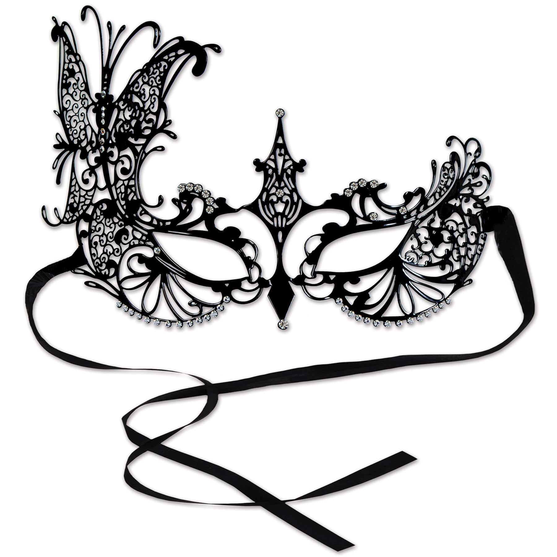 Beistle Black Metal Filigree Masquerade Mask