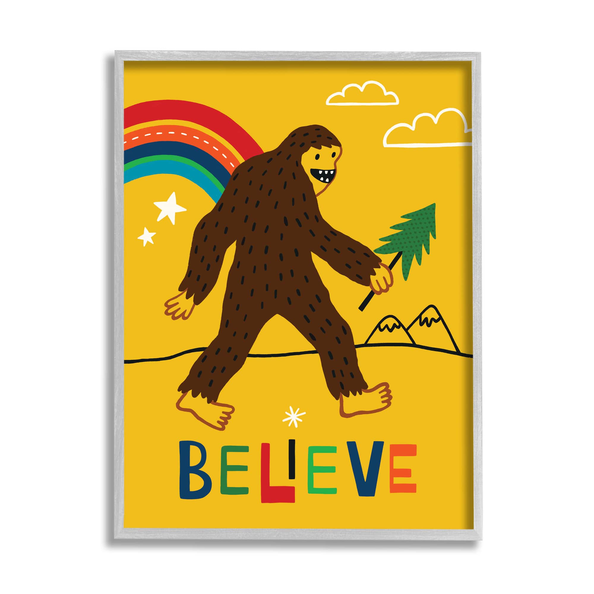 Stupell Industries Whimsical Believe Big Foot Wall Art in Frame