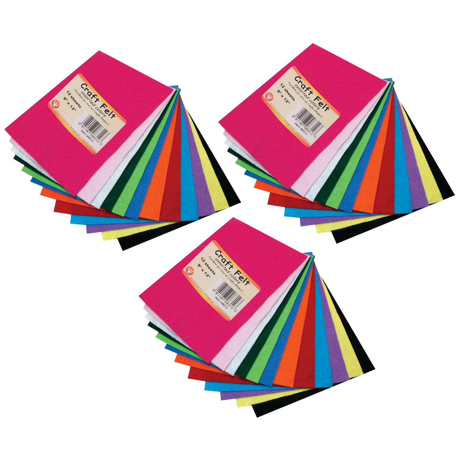 Hygloss® 9" x 12" Craft Felt, 3 Packs of 12
