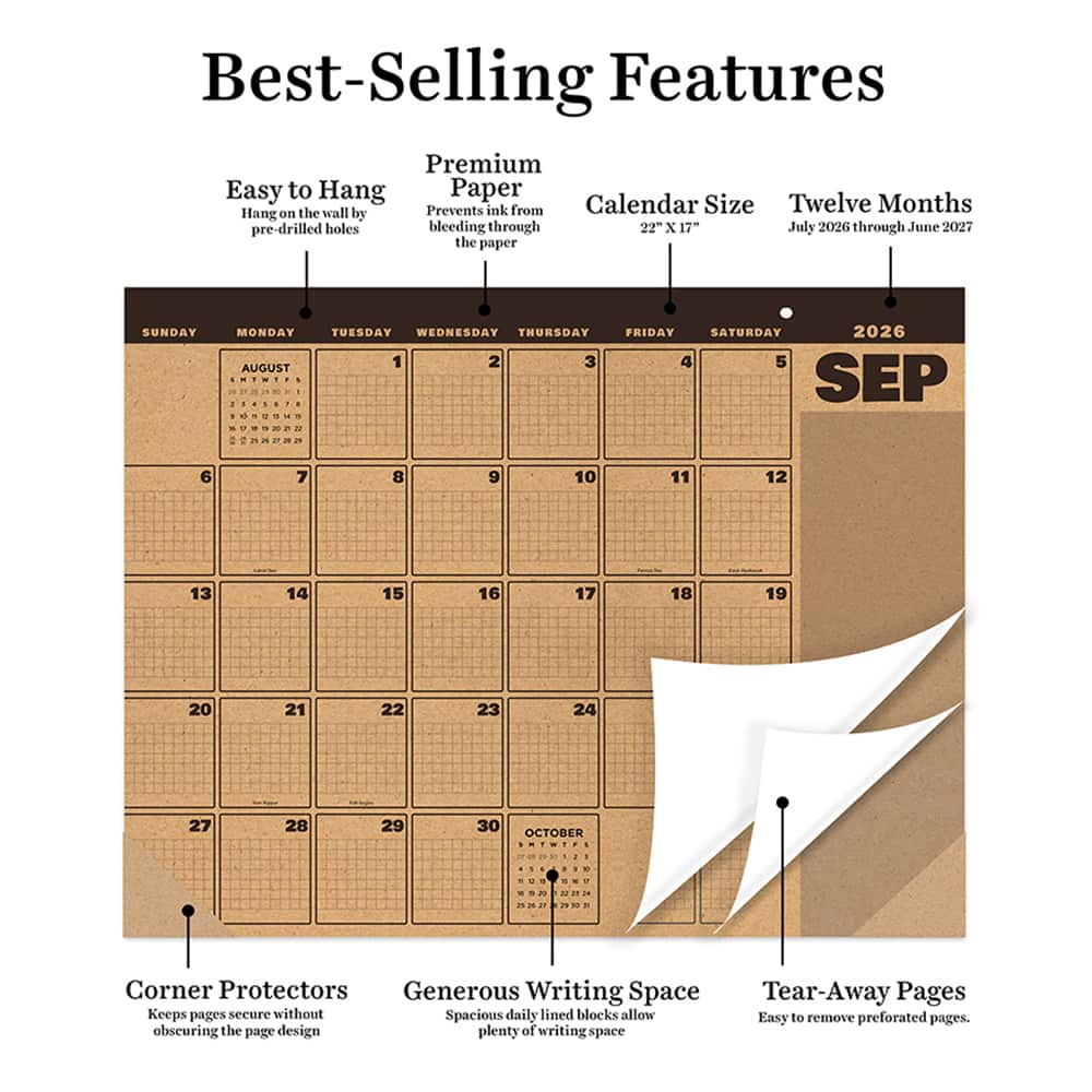 TF Publishing Large 2026-27 Trail & Timber Desk Pad Monthly Blotter Calendar