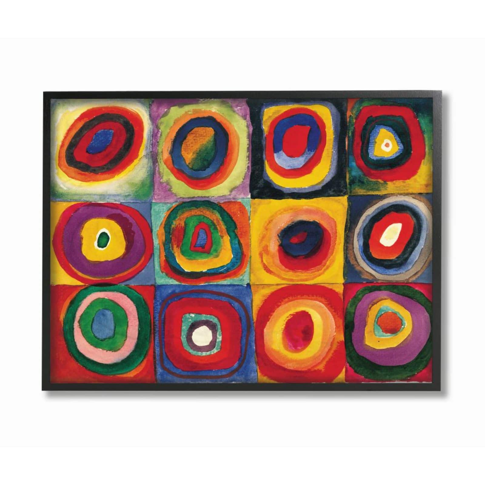 Stupell Industries Abstract Circles Black Framed Wall Art