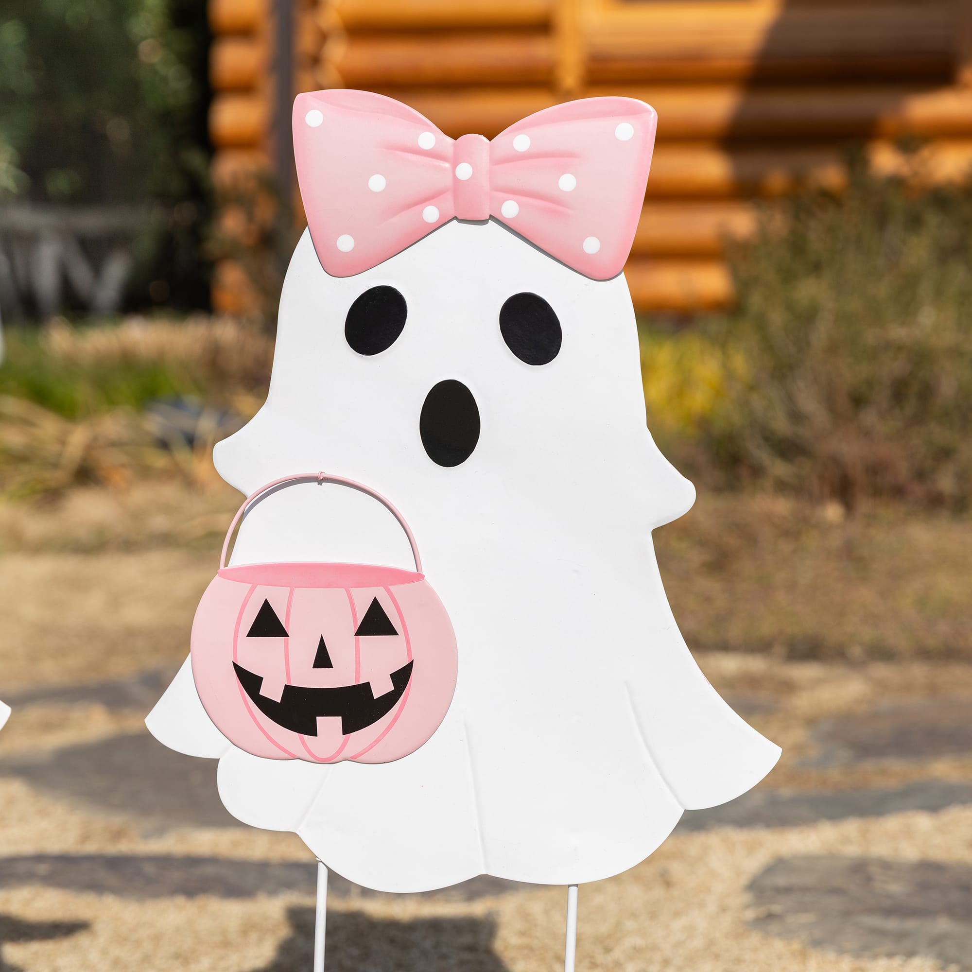 Glitzhome® 28" Halloween Metal Ghosts Yard Stake, Set of 2