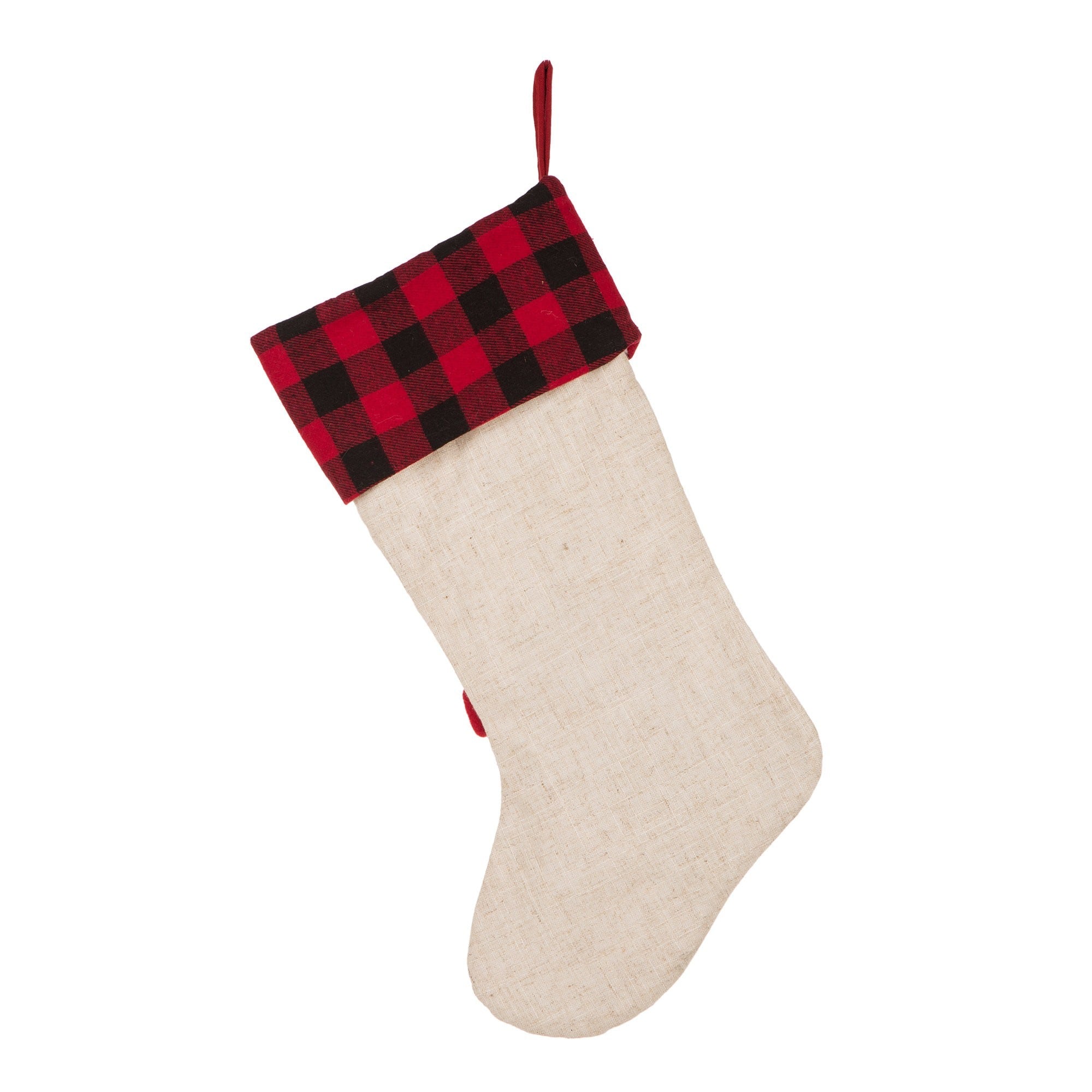Glitzhome® Pre-Lit 21" Cat Embroidered Linen Christmas Stocking with LED Lighting
