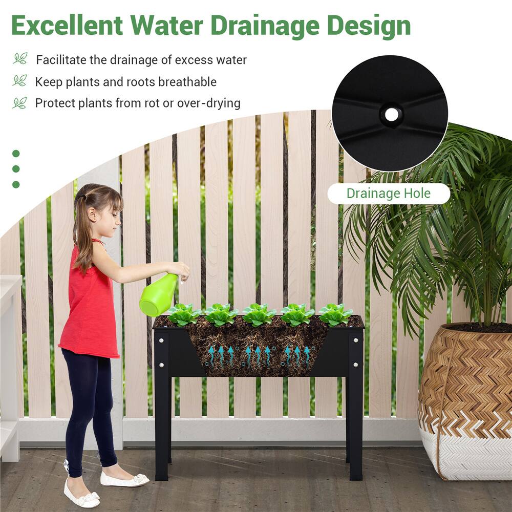 Costway 24" Metal Elevated Raised Garden Bed Planter with Legs & Drainage Hole
