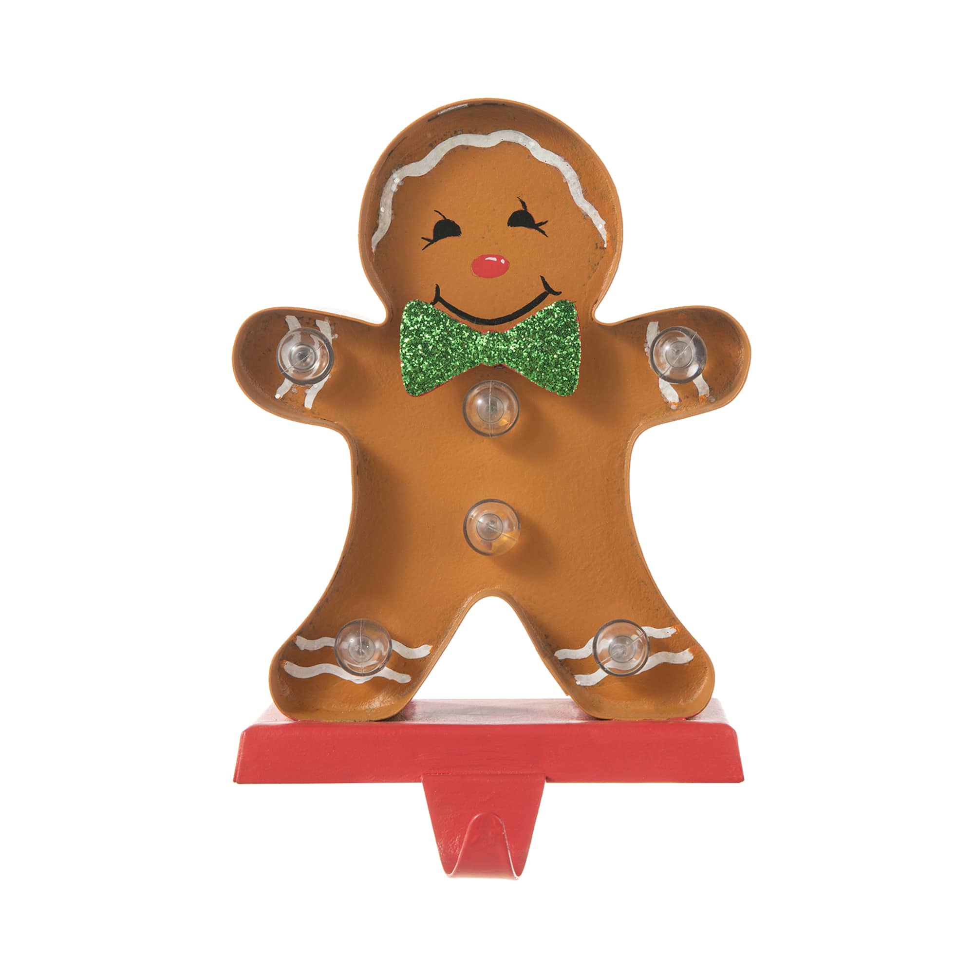 Glitzhome® 7.25'' Marquee LED Gingerbread Man Christmas Stocking Holder