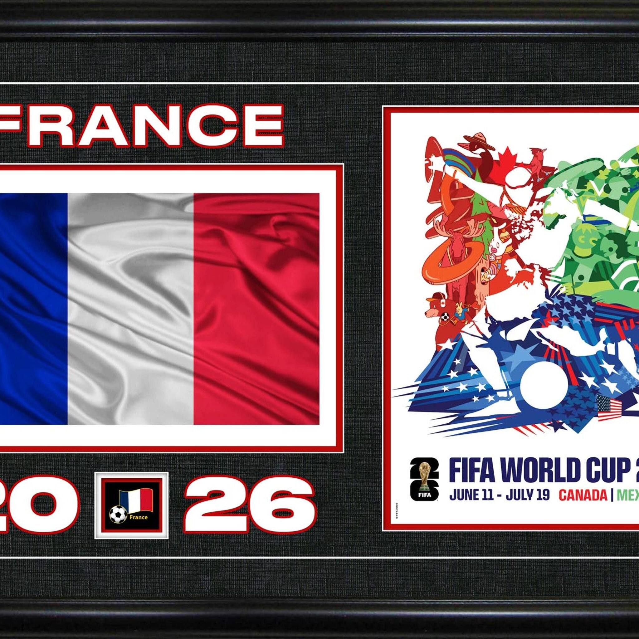 Frameworth 24" x 15" FIFA World Cup 2026 Team France Flag Framed Wall Decor