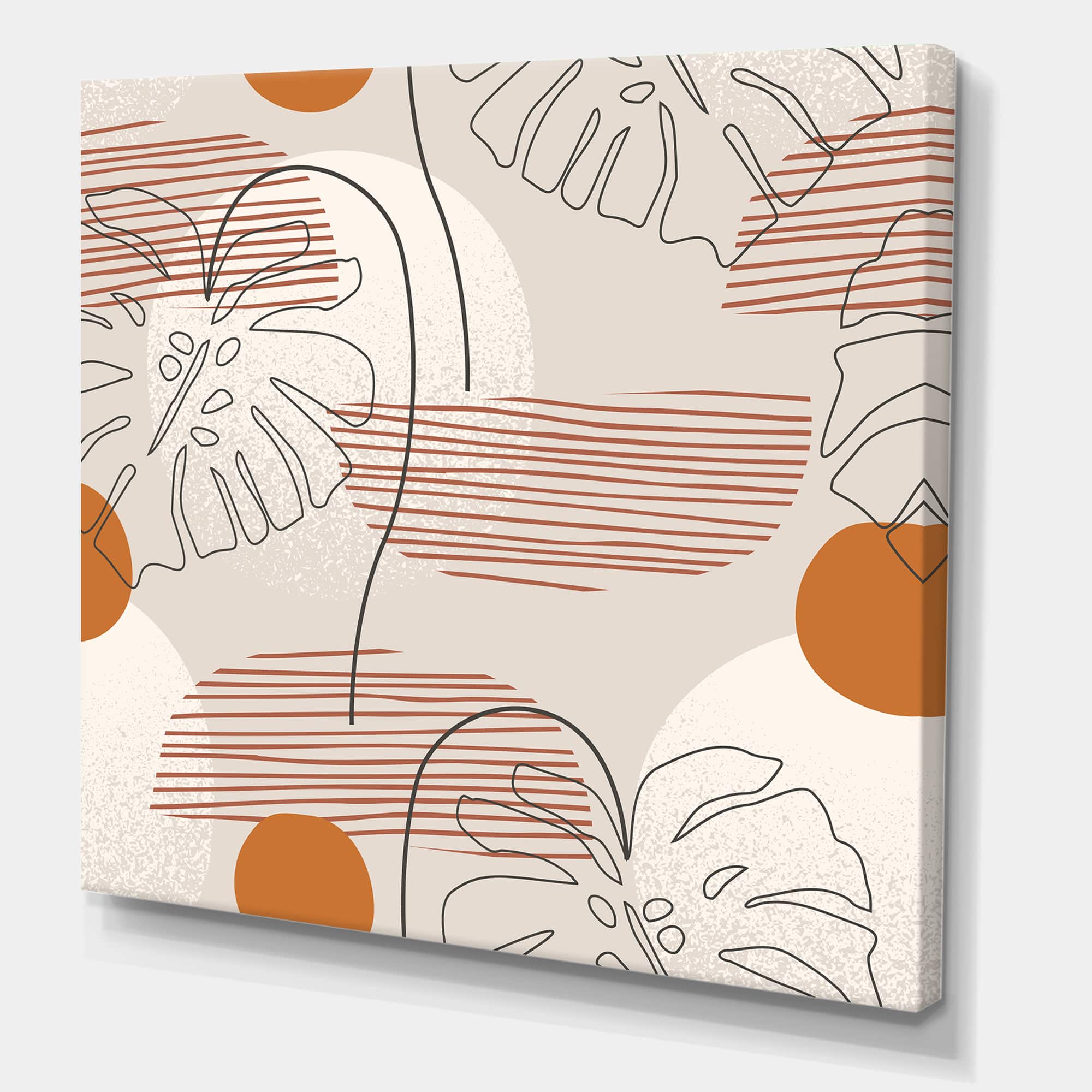 Designart - One Line Art Shapes & Abstract Monstera Leaf