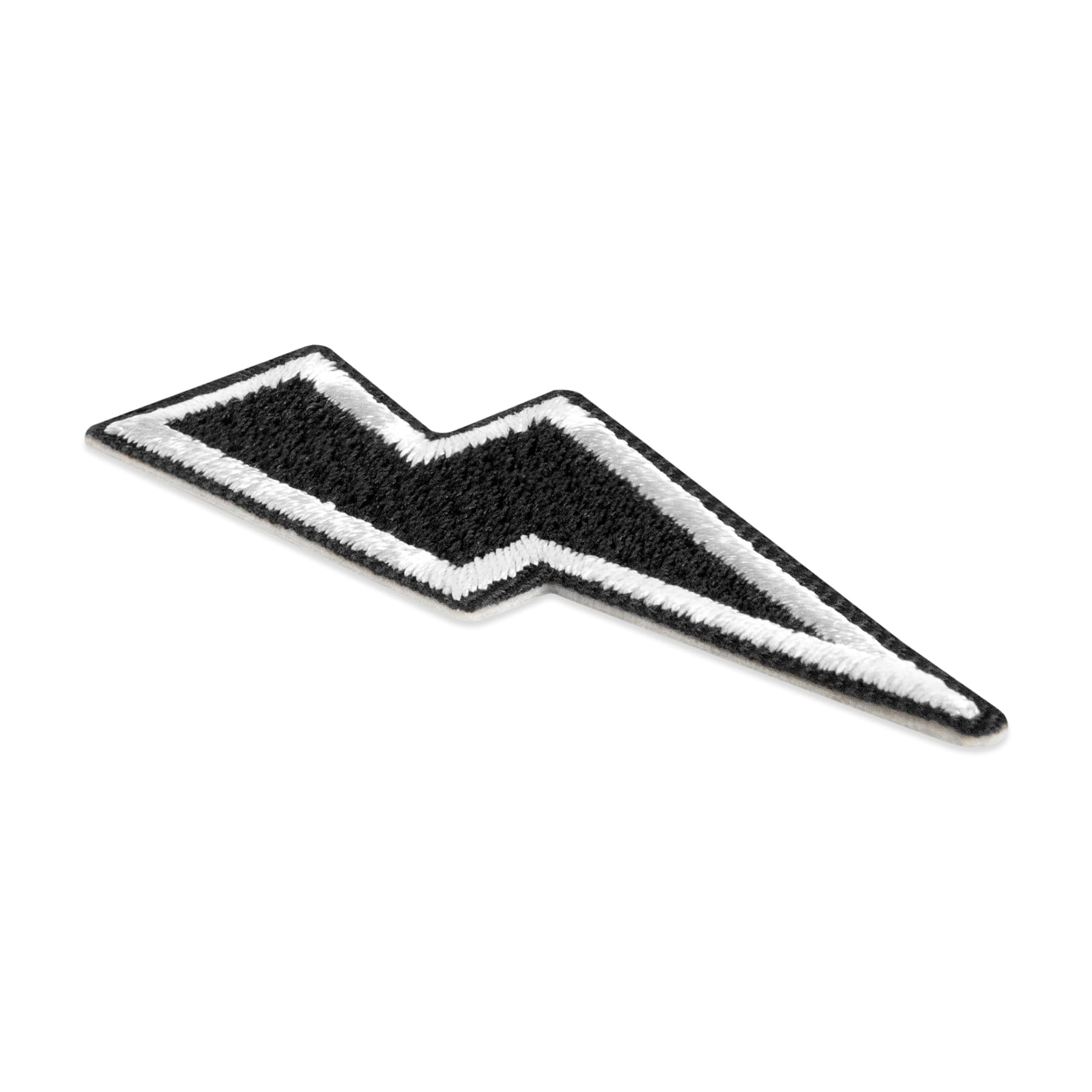 Black Embroidered Lightning Bolt Iron-On & Adhesive Patch by Make Market®