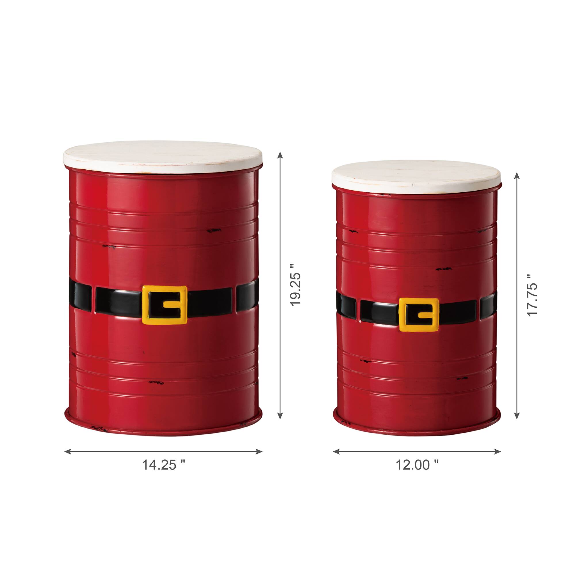 Glitzhome® Christmas Metal Santa Belt Storage Container Set