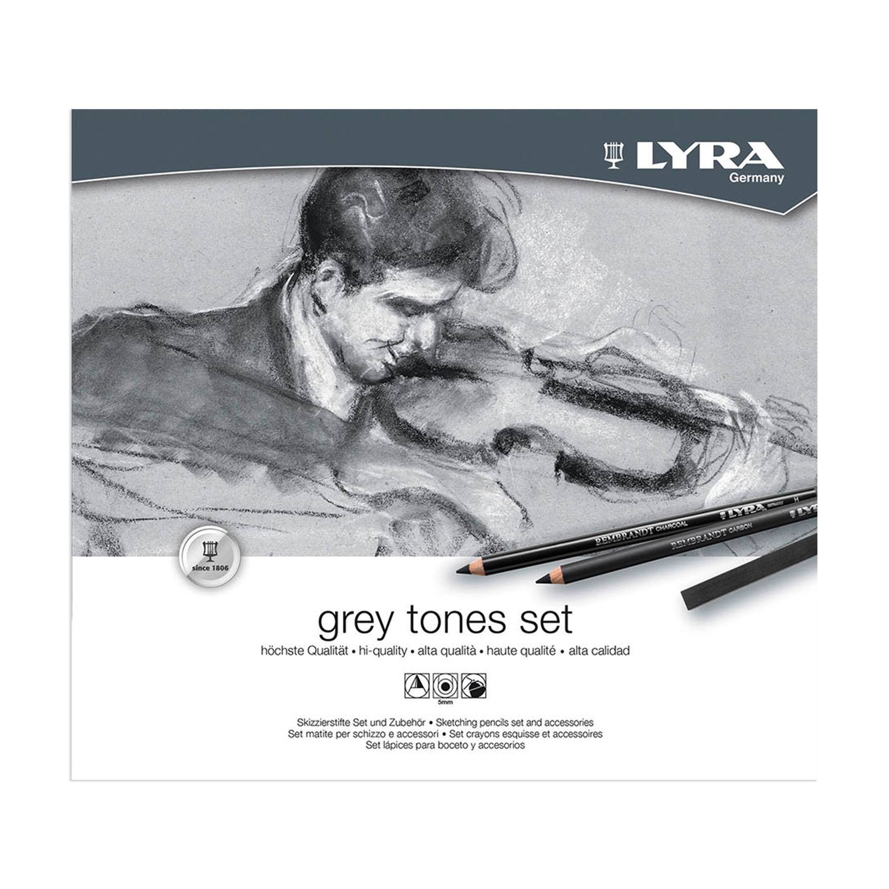 Lyra Gray Tones Artist Pencils & Pastels Sketching Tin Set