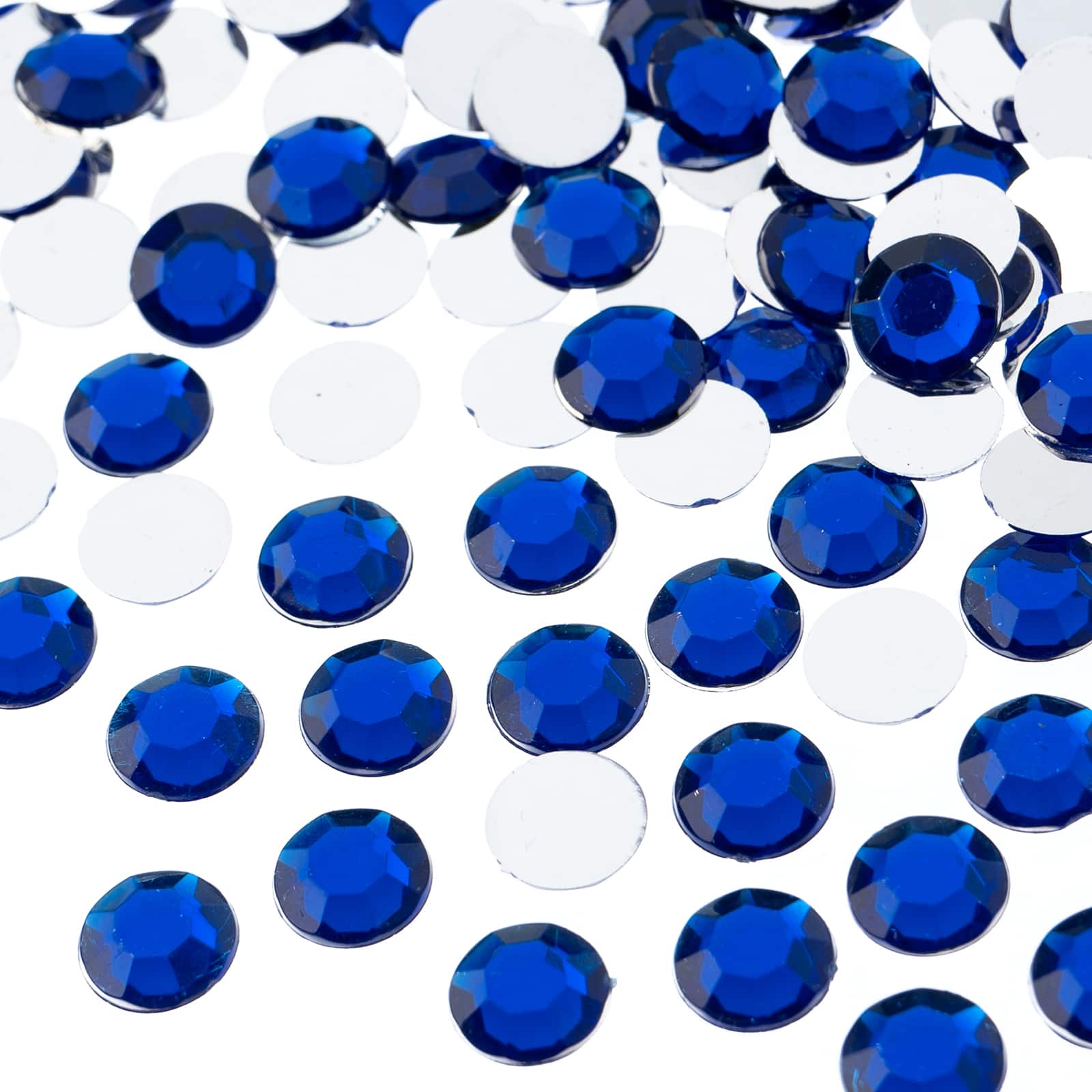 John Bead Acrylic Round Flat Back Rhinestones, 10mm
