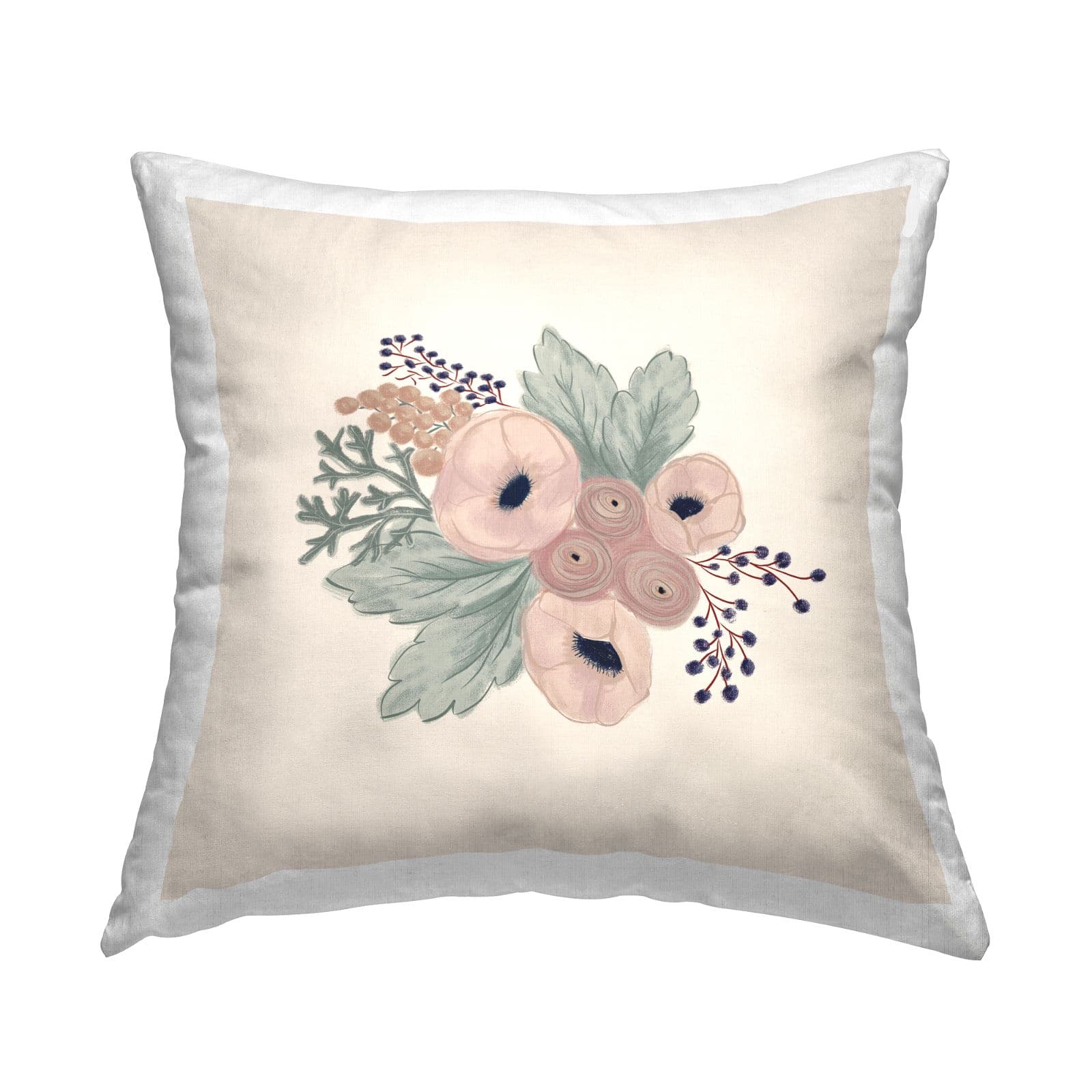 Stupell Industries Varied Flower Blossoms Delicate Mixed Blooms Throw Pillow, 18" x 18"