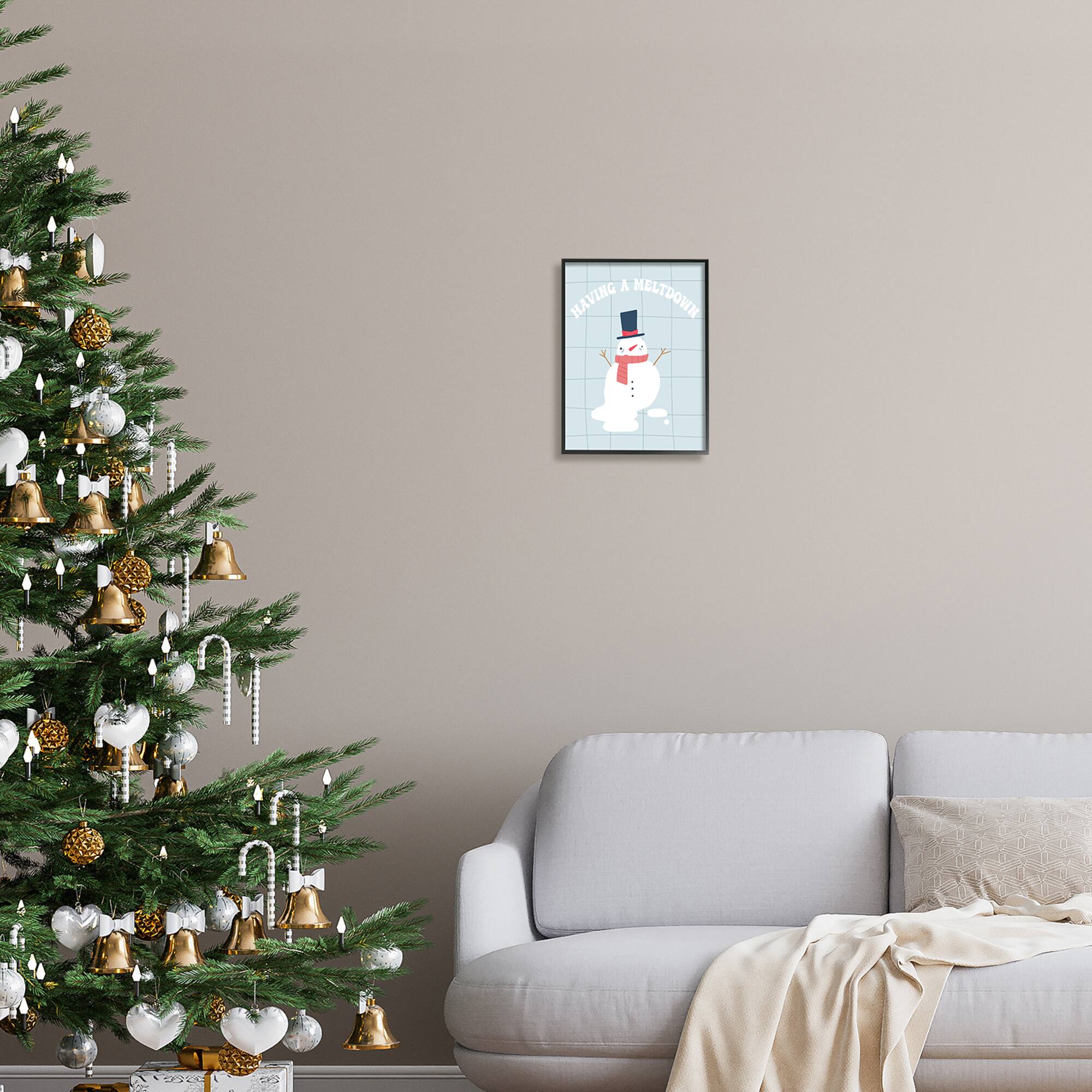 Stupell Industries Having A Meltdown Funny Snowman Framed Giclee Art