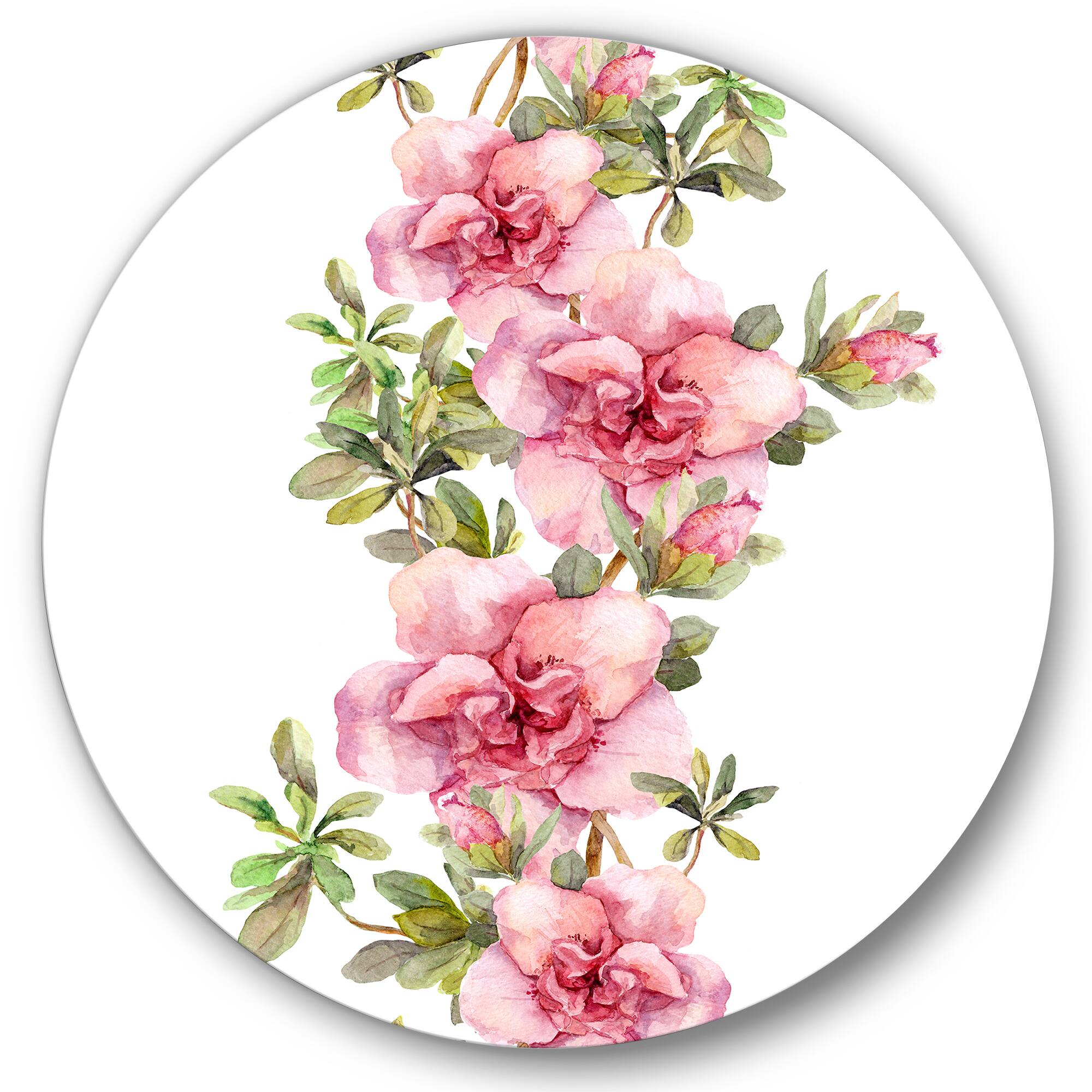 Designart - Bouquet of Pink and Purple Flowers II - Farmhouse Metal Circle Wall Art