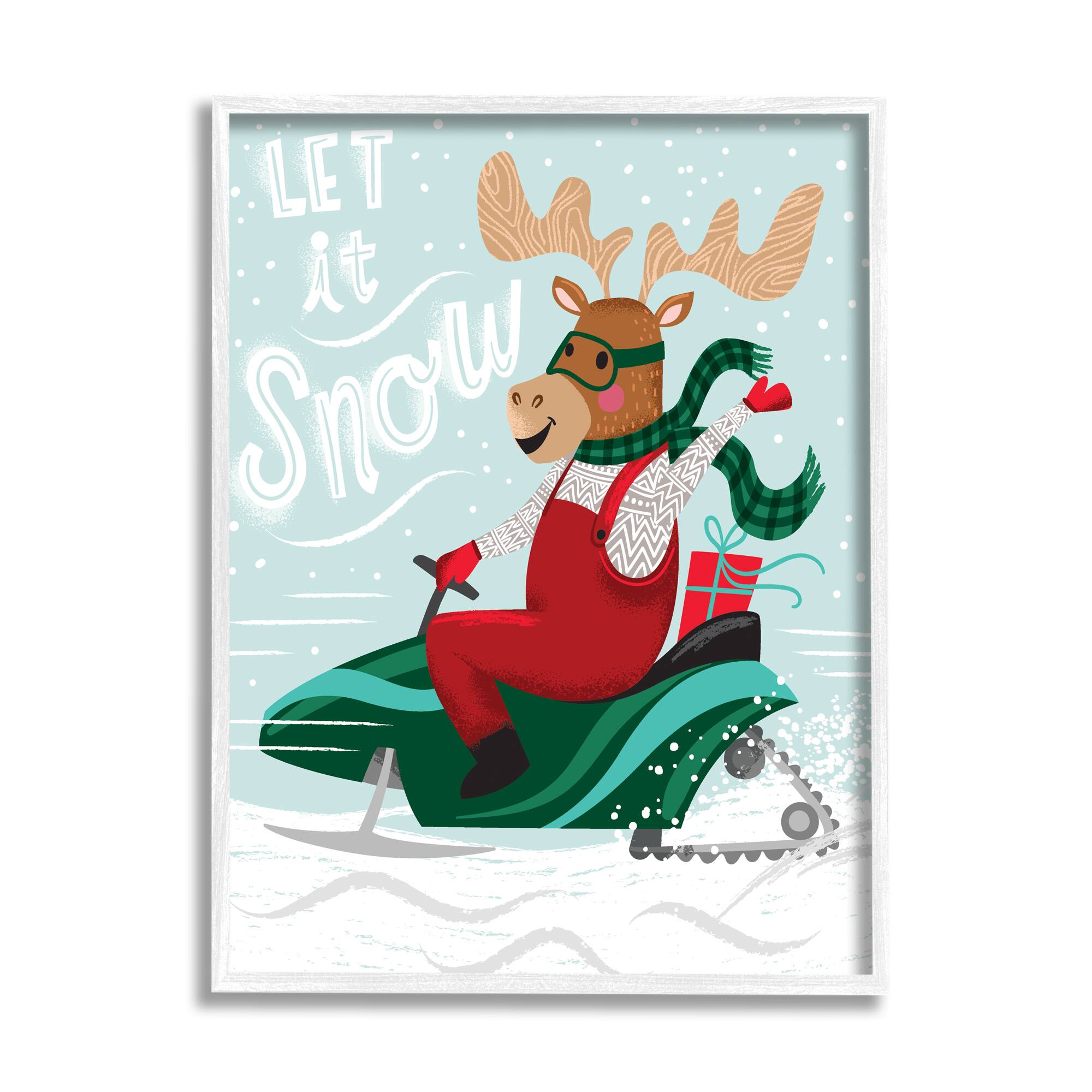 Stupell Industries Let It Snow Moose Sleigh Framed Giclee Art