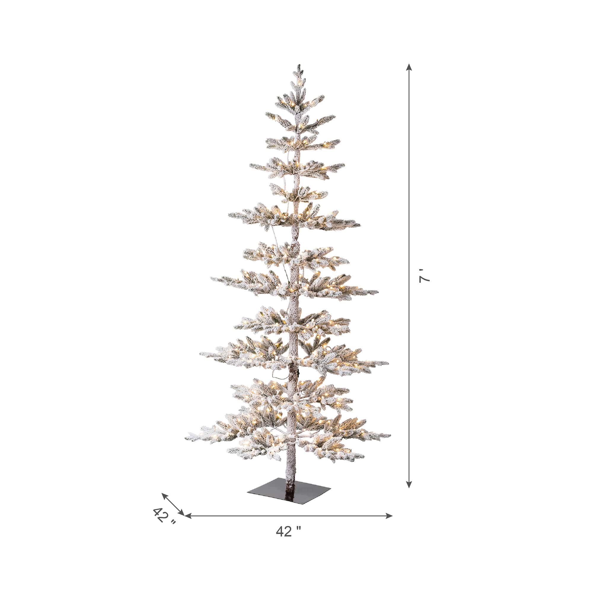 7ft. Pre-Lit Deluxe Flocked Pine Artificial Christmas Tree, Warm White LED Lights