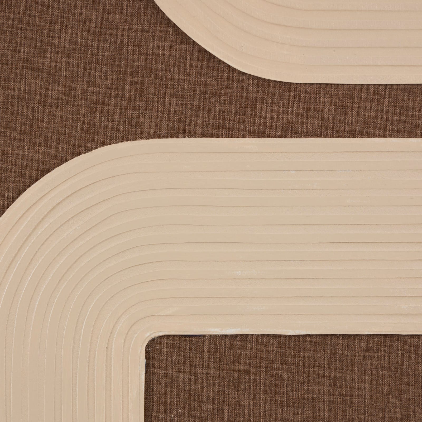 33" x 49" Brown Polyester Abstract Framed Wall Art with Tan Ribbed Arches