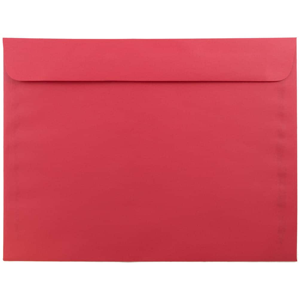 JAM Paper 9" x 12" Brite Hue Christmas Red Booklet Colored Envelopes, 100ct.