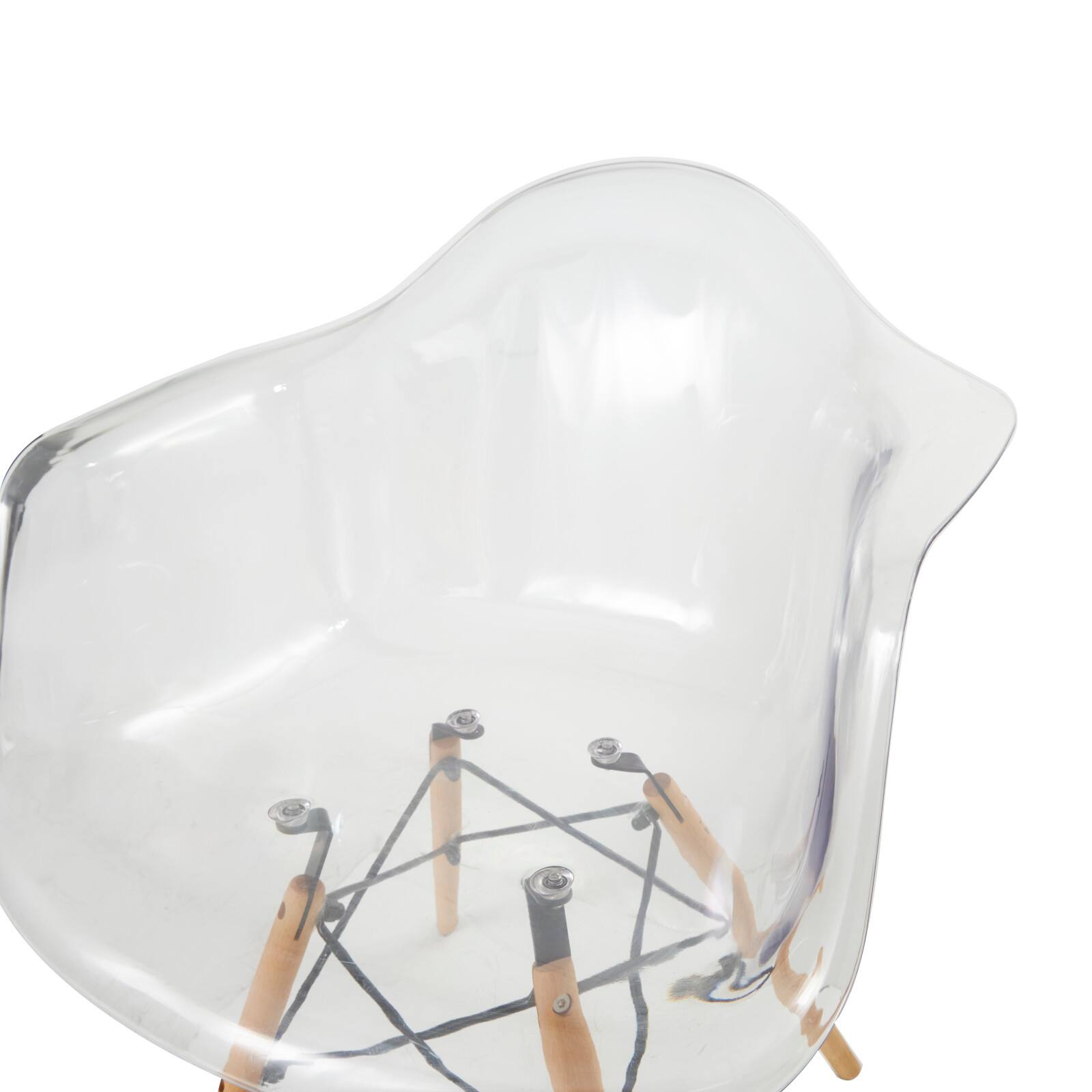 31" Clear Acrylic Mid Century Modern Eiffel Style Accent Chair with Wood Legs