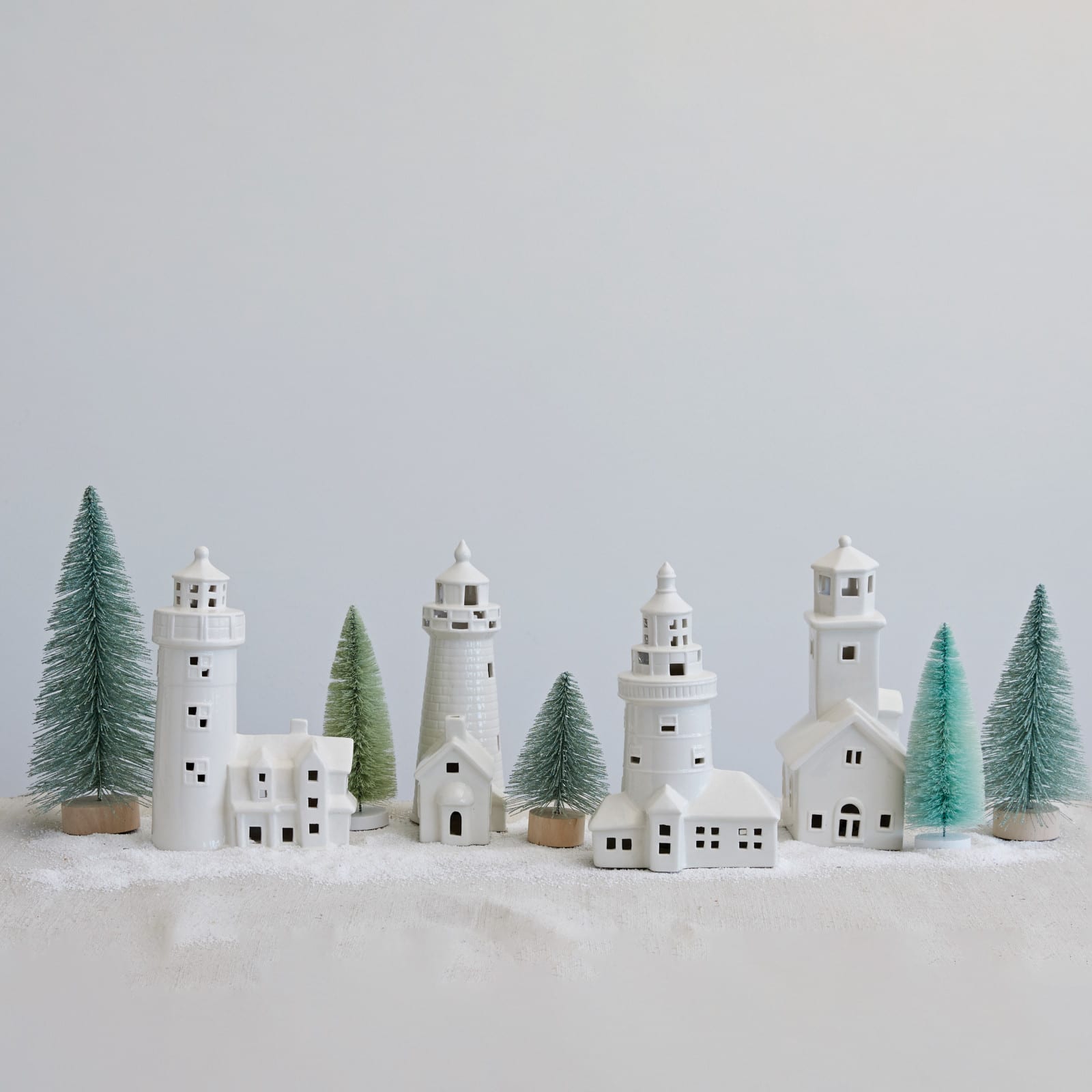Hello Honey® 10.5" White Stoneware Lighthouse with LED Light