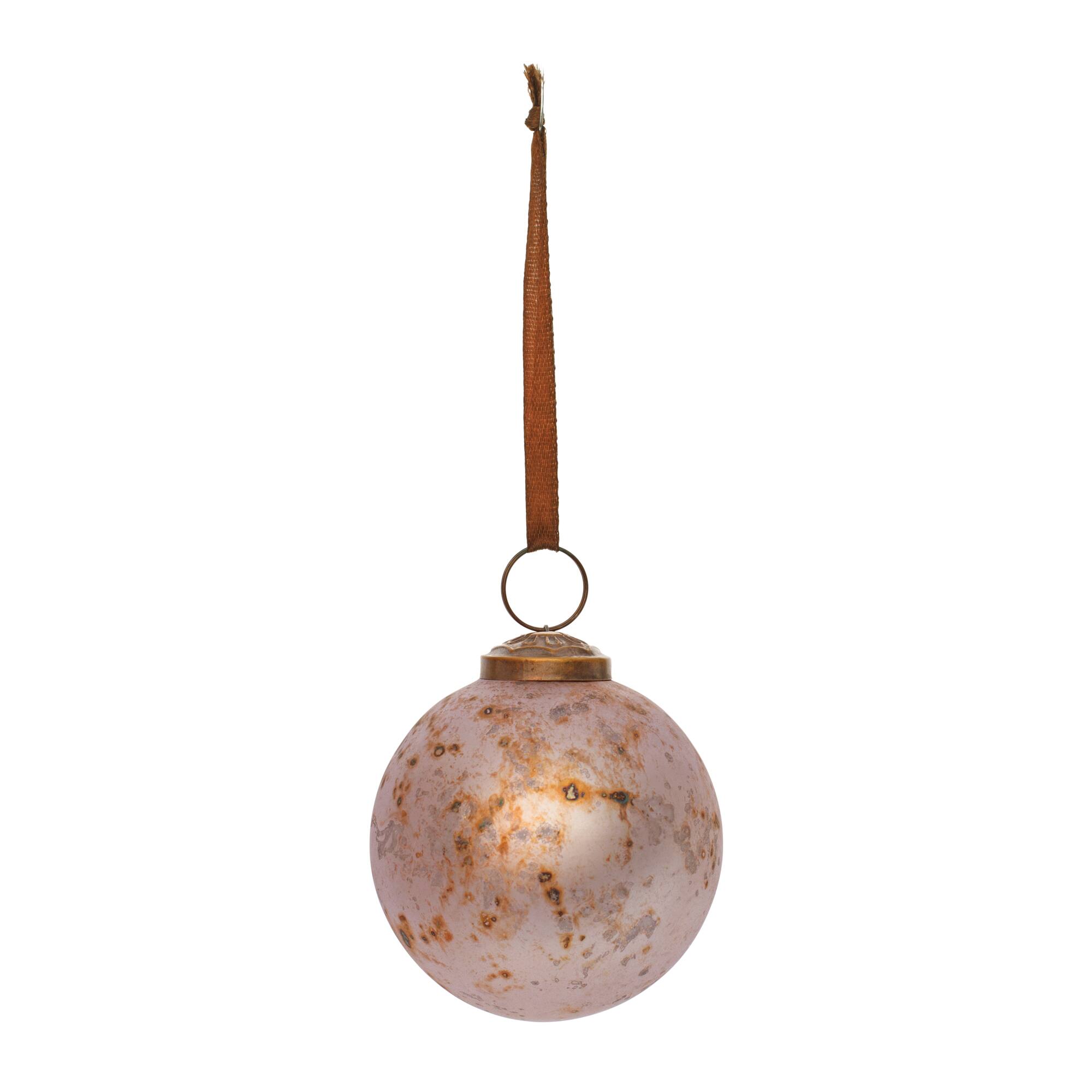 3" Rusted Violet Mercury Glass Ball Ornaments. 6ct.