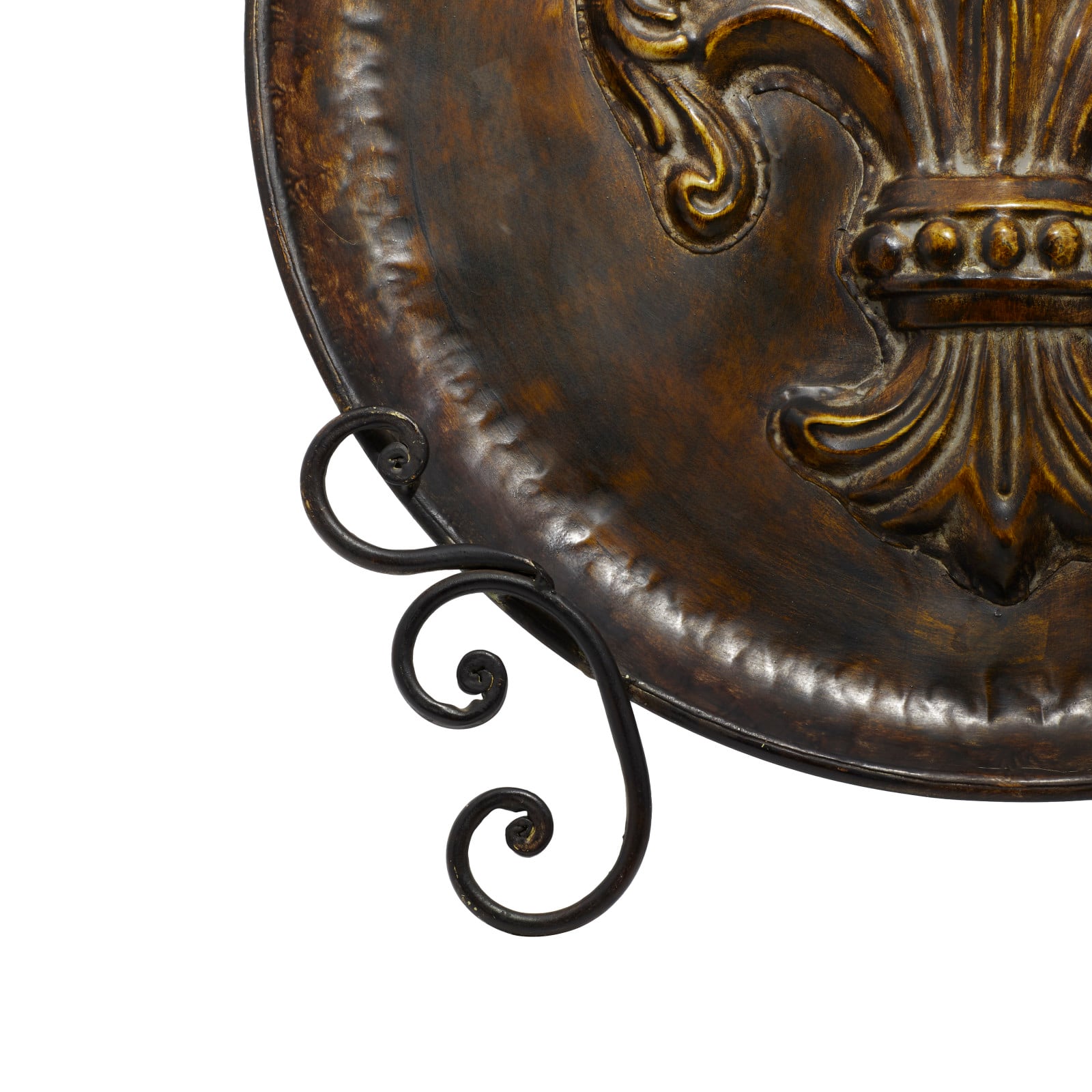 25" Traditional Decorative Iron Fleur de Lis Plate with Stand