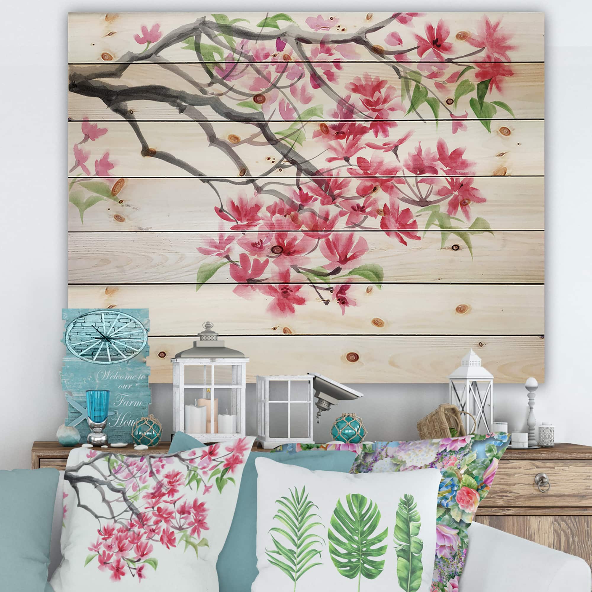 Designart - Red Blossoming Tree