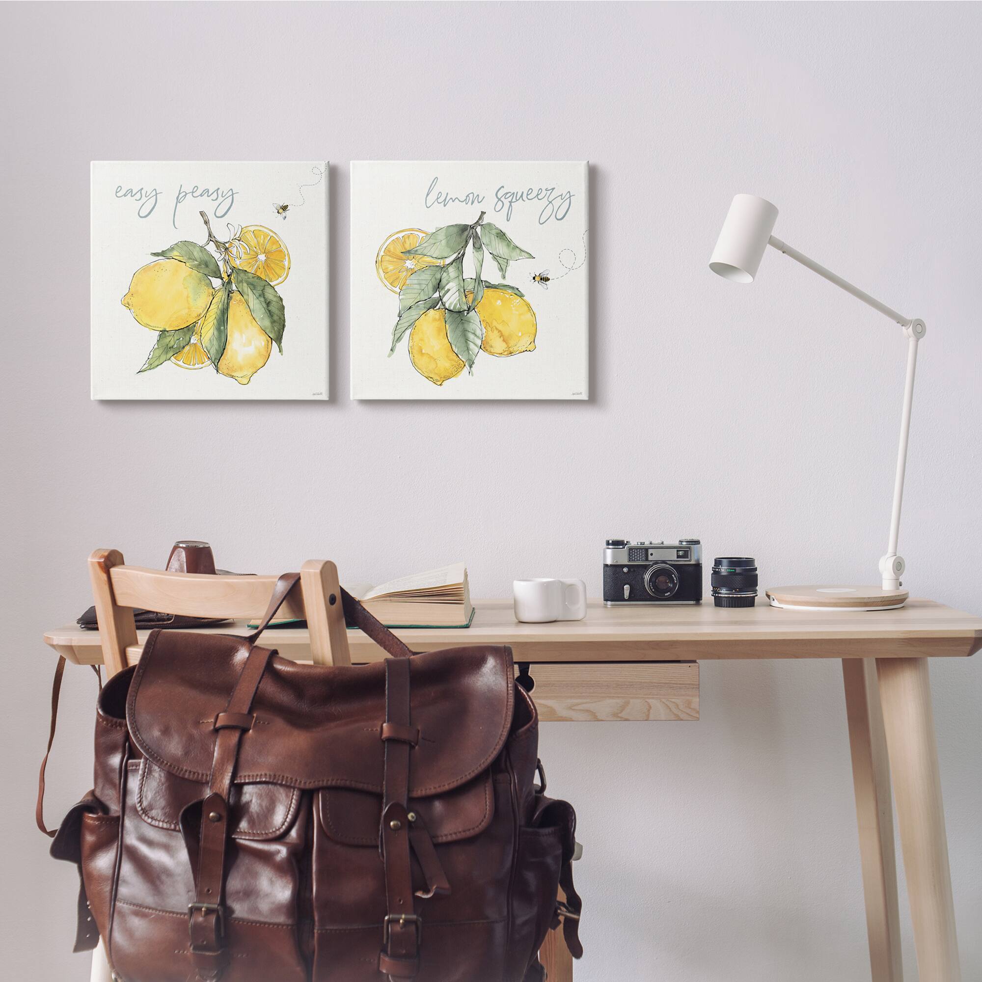 Stupell Industries Easy Peasy Lemon Squeezy Phrase Yellow Honey Bees Canvas Wall Art