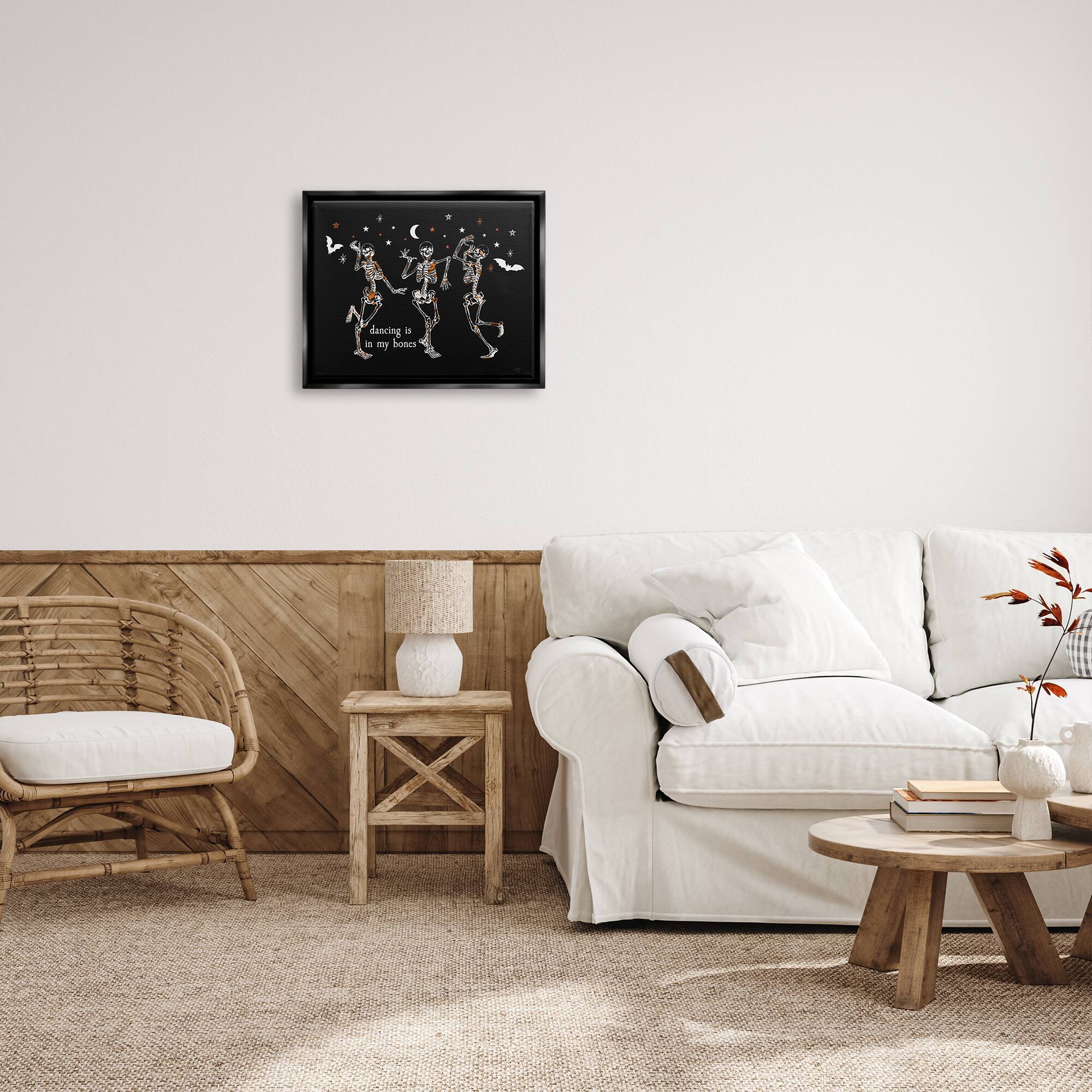 Stupell Industries Dancing In My Bones Skeletons Framed Floater Canvas Wall Art