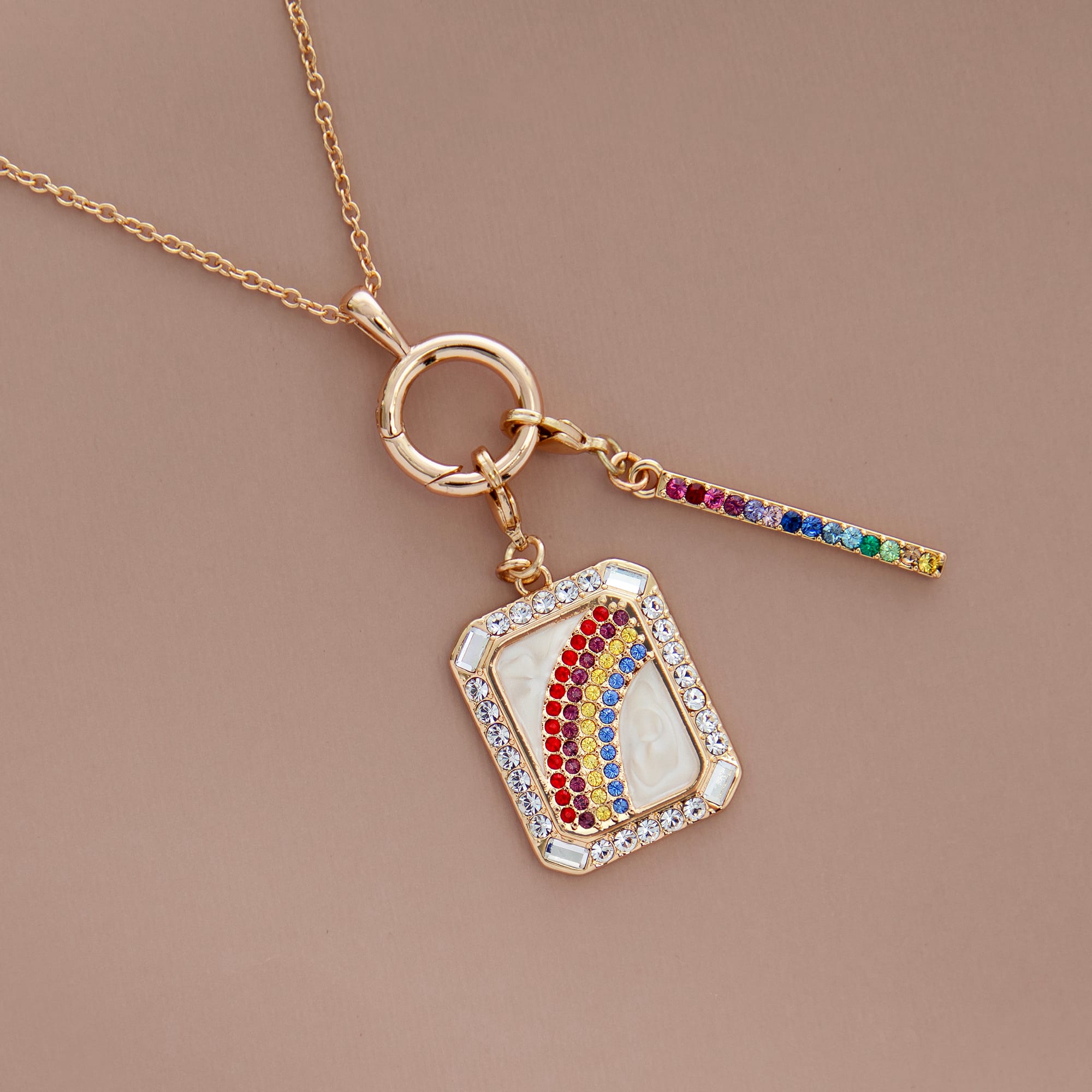 Gold Rainbow Bar Austrian Crystal Charm by Bead Landing™